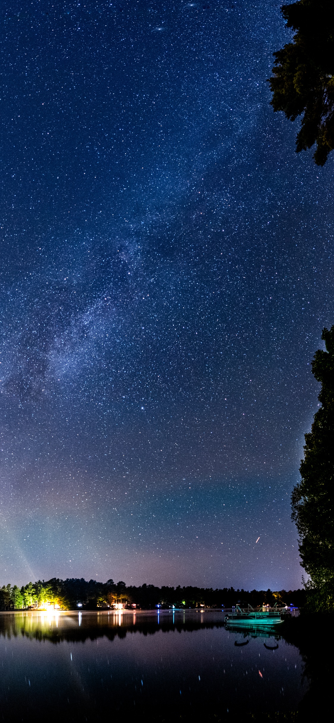 Night, Nature, Blue, Reflection, Water. Wallpaper in 1125x2436 Resolution