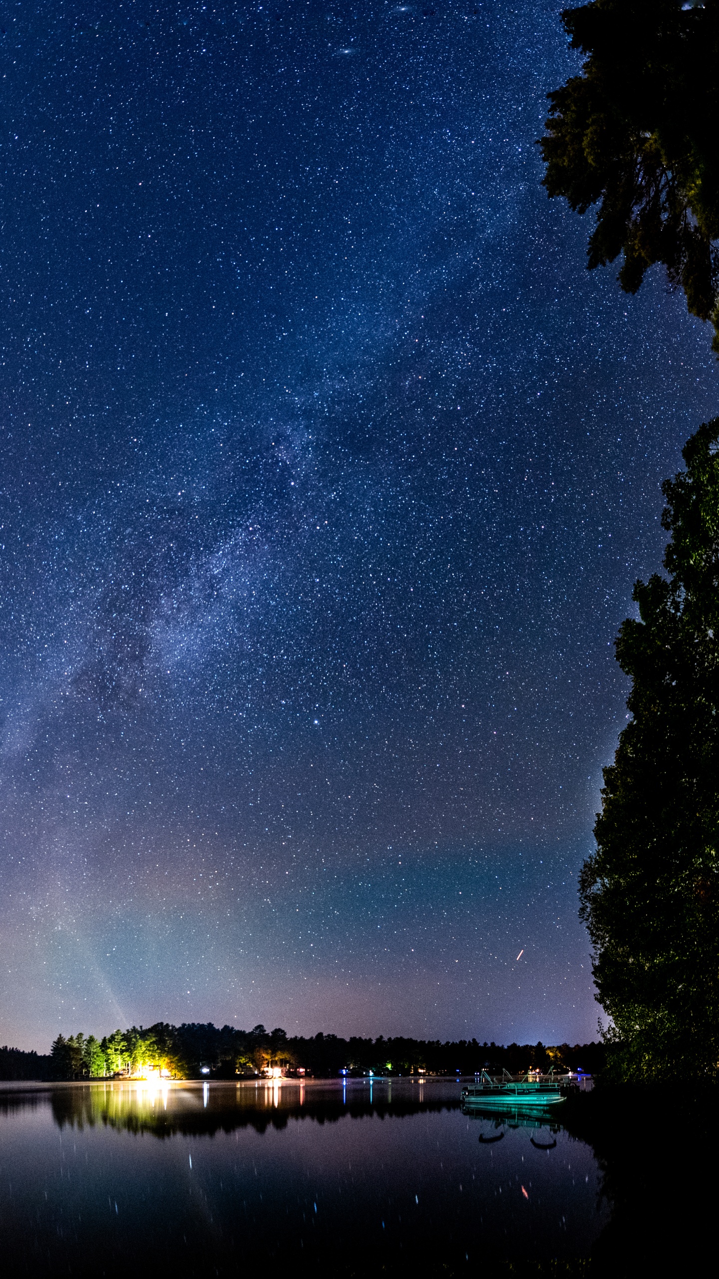 Night, Nature, Blue, Reflection, Water. Wallpaper in 1440x2560 Resolution