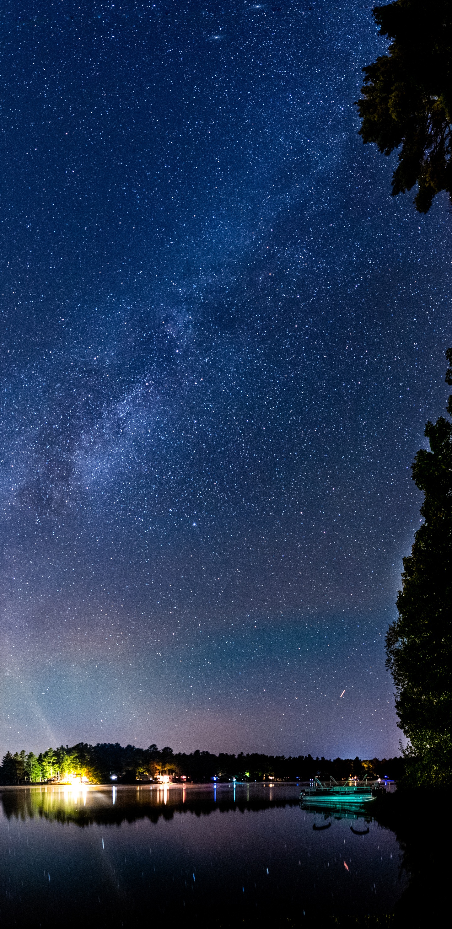 Night, Nature, Blue, Reflection, Water. Wallpaper in 1440x2960 Resolution