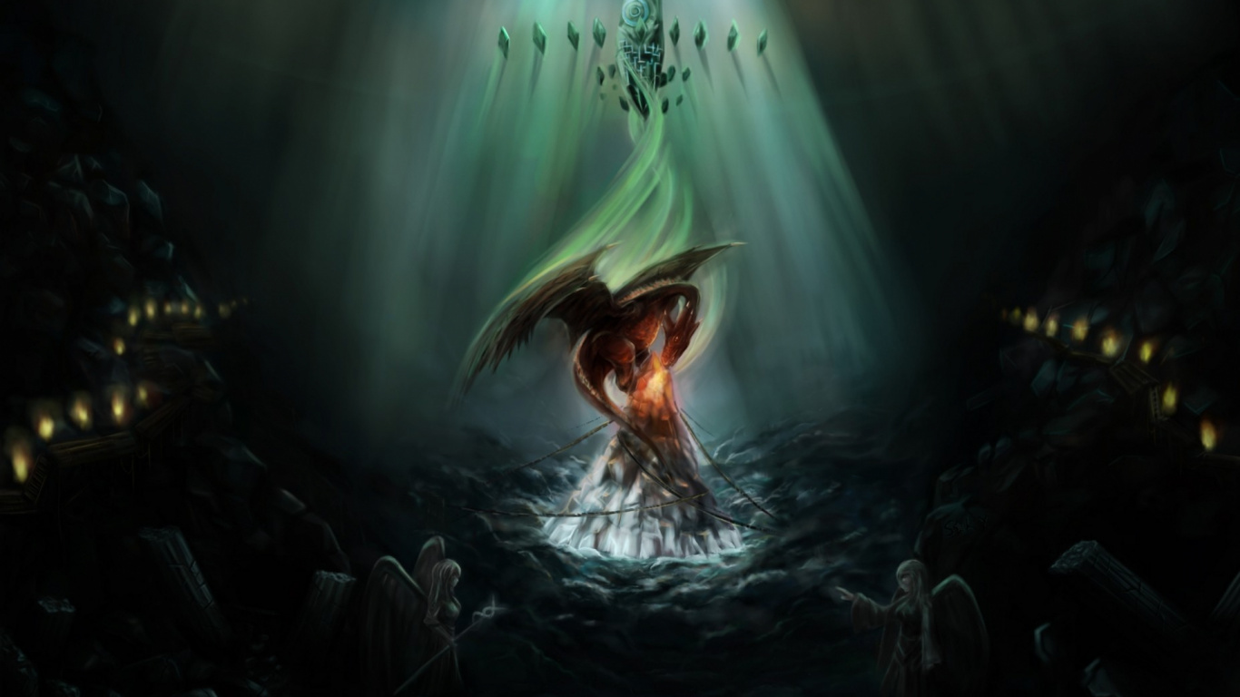 Femme en Robe Bleue Dans L'eau. Wallpaper in 1366x768 Resolution