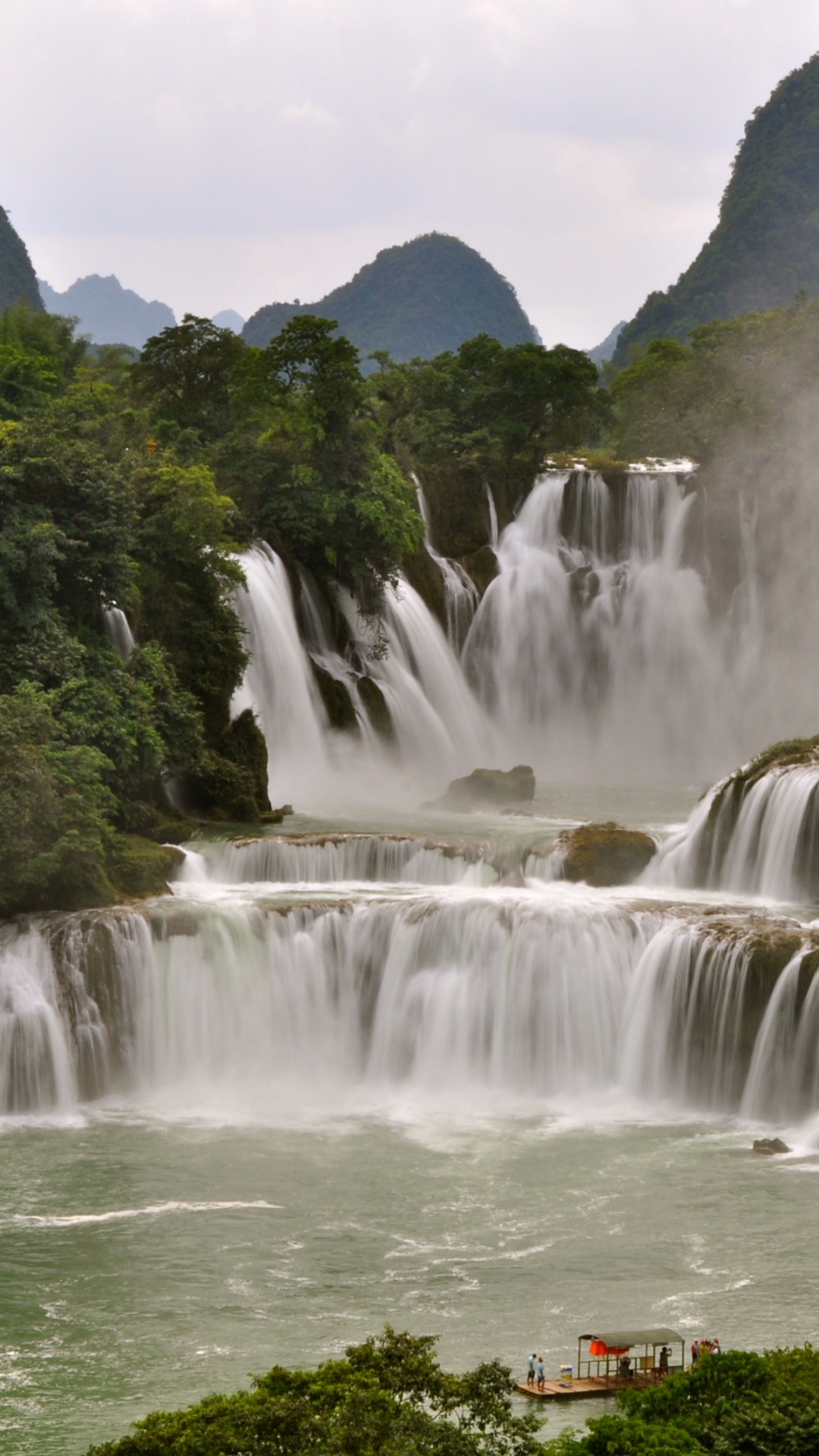 Waterfalls Near Green Trees During Daytime. Wallpaper in 1080x1920 Resolution