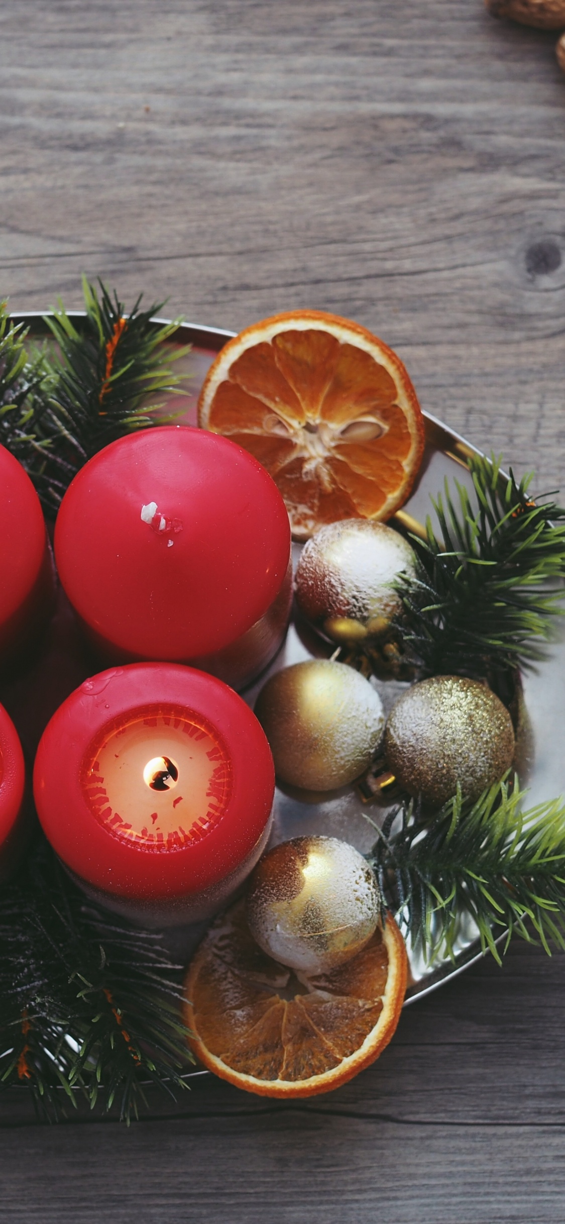 Beilage, Kerze, Rezept, Vegetarisches Essen, Weihnachtsdekoration. Wallpaper in 1125x2436 Resolution