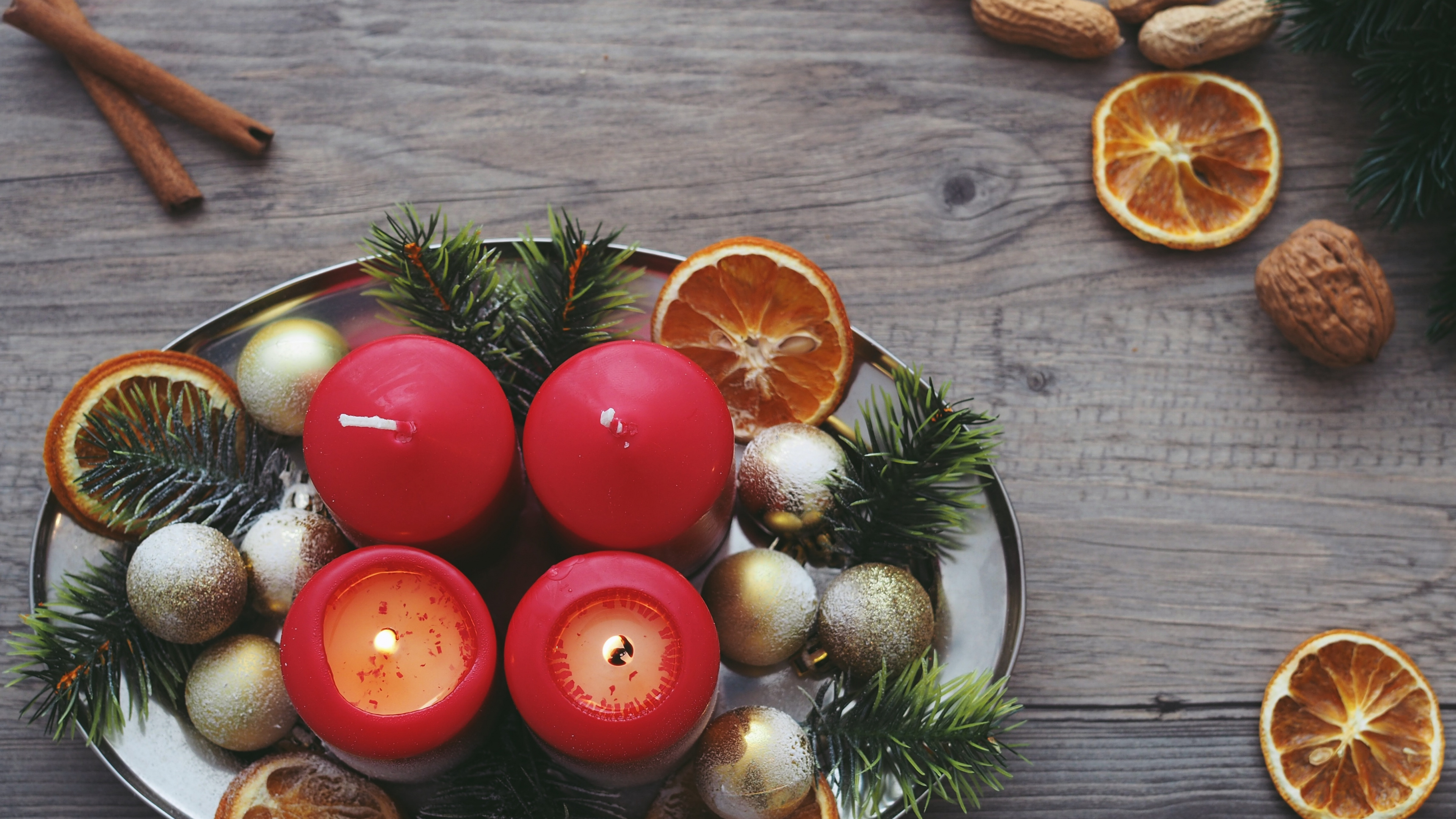 Beilage, Kerze, Rezept, Vegetarisches Essen, Weihnachtsdekoration. Wallpaper in 3840x2160 Resolution