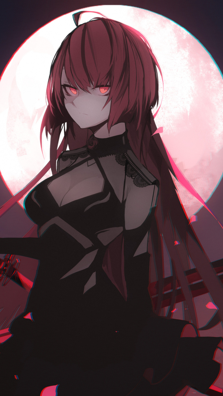 Woman in Black Dress Anime Character. Wallpaper in 750x1334 Resolution