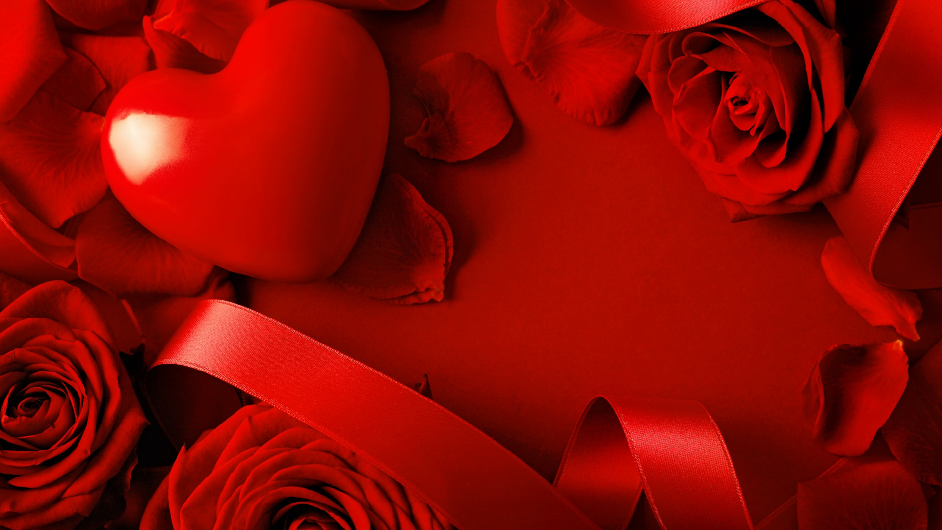 Heart, Romance, Valentines Day, Red, Petal. Wallpaper in 1920x1080 Resolution