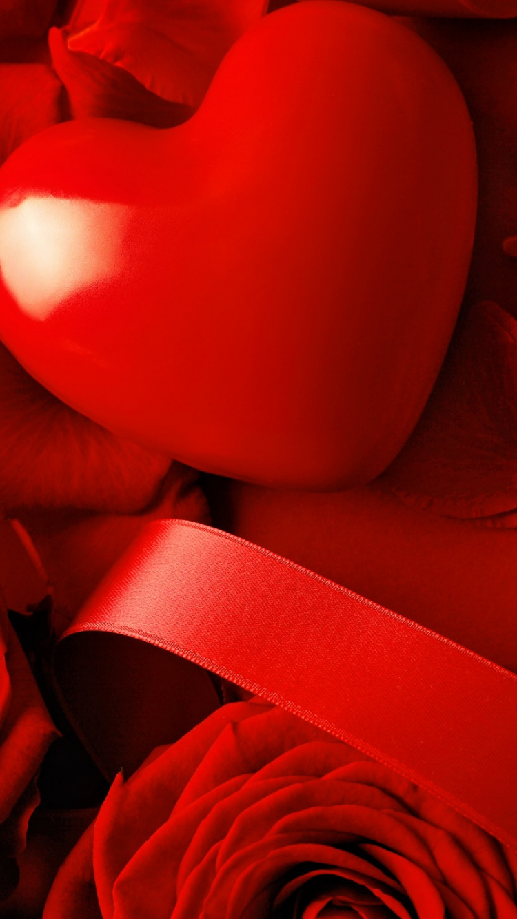 Cœur, le Jour de Valentines, Red, Pétale, Les Roses de Jardin. Wallpaper in 750x1334 Resolution