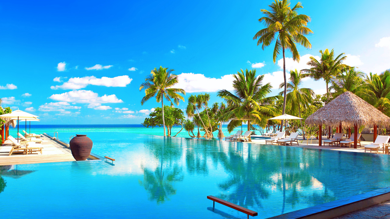 度假村, 度假, 加勒比, 度假胜地, 热带地区 壁纸 1280x720 允许