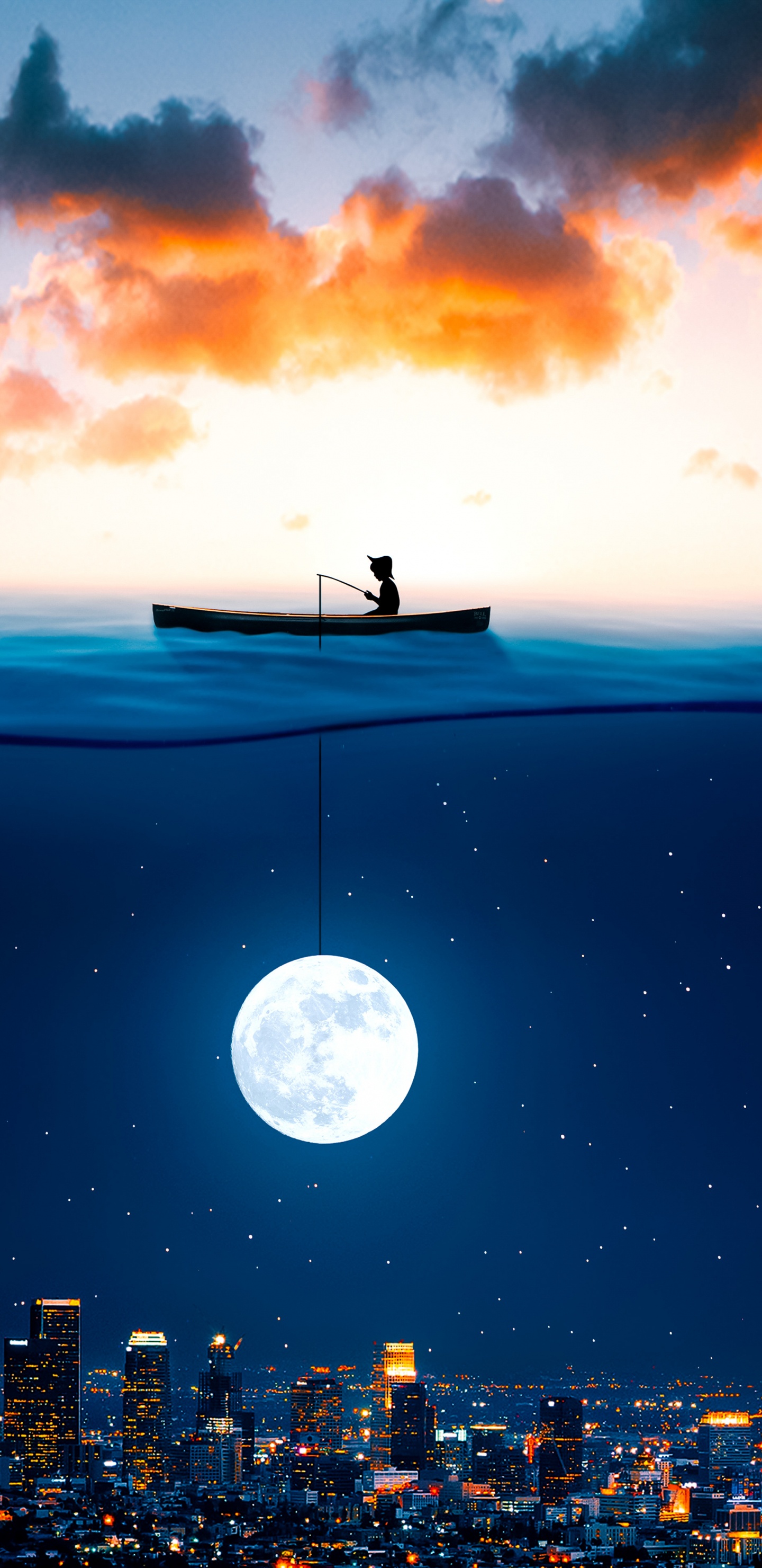 Efecto de Profundidad de Los Sueños de Pesca, Ios, Ambiente, Edificio, Luz. Wallpaper in 1440x2960 Resolution