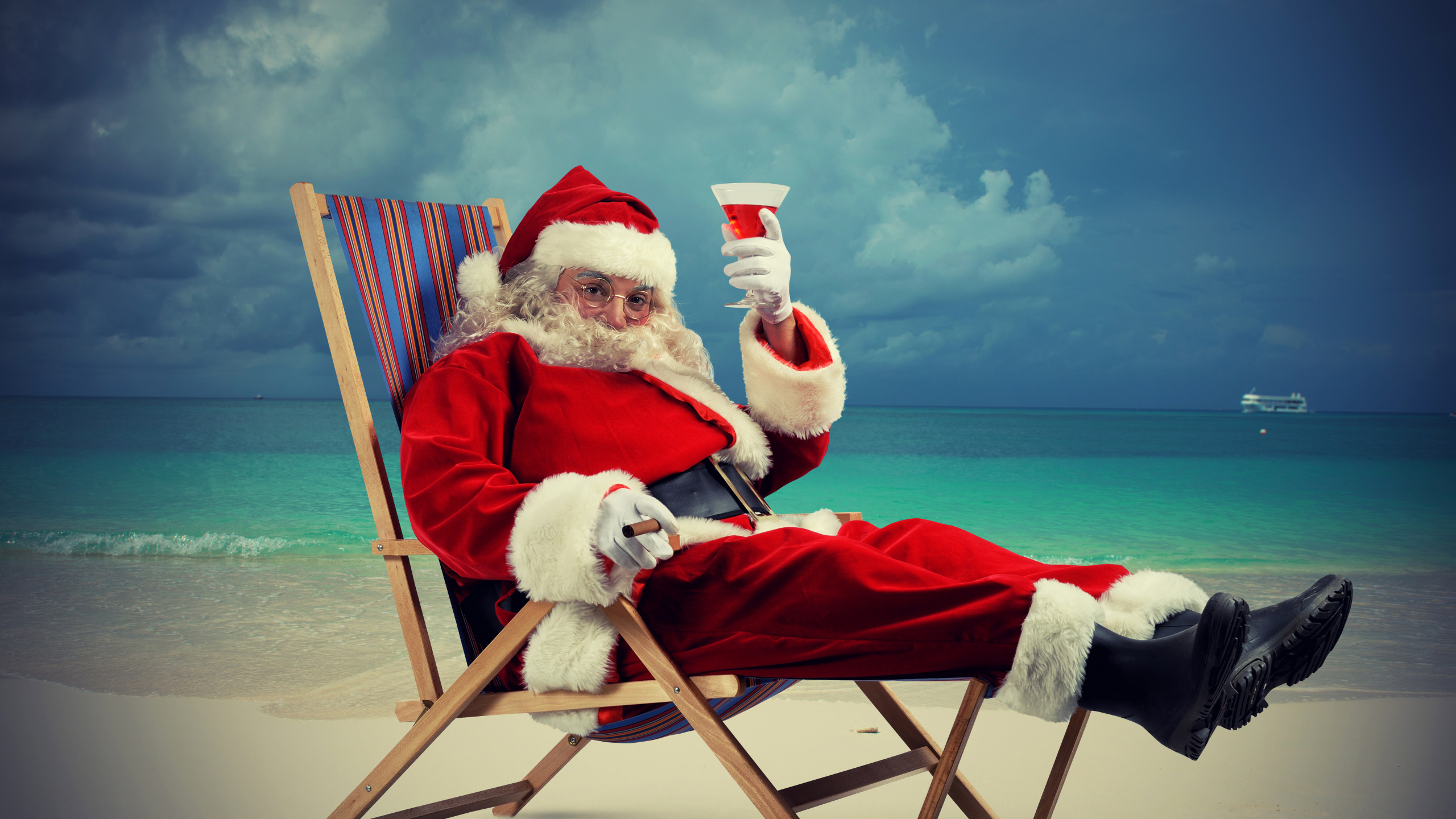 El Día De Navidad, Santa Claus, Navidad, Ded Moroz, Vacaciones. Wallpaper in 2560x1440 Resolution