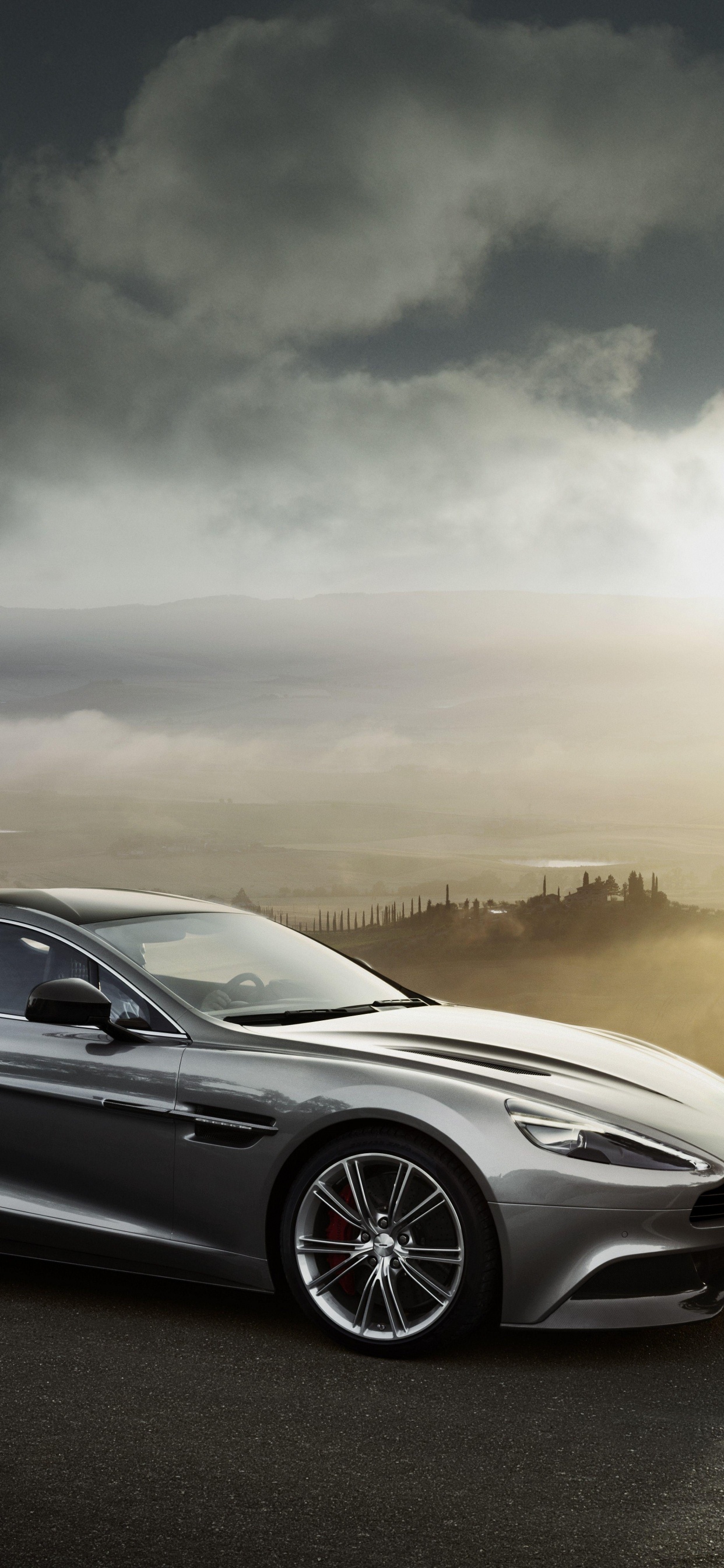 Gray Mercedes Benz Coupe on Road During Sunset. Wallpaper in 1242x2688 Resolution