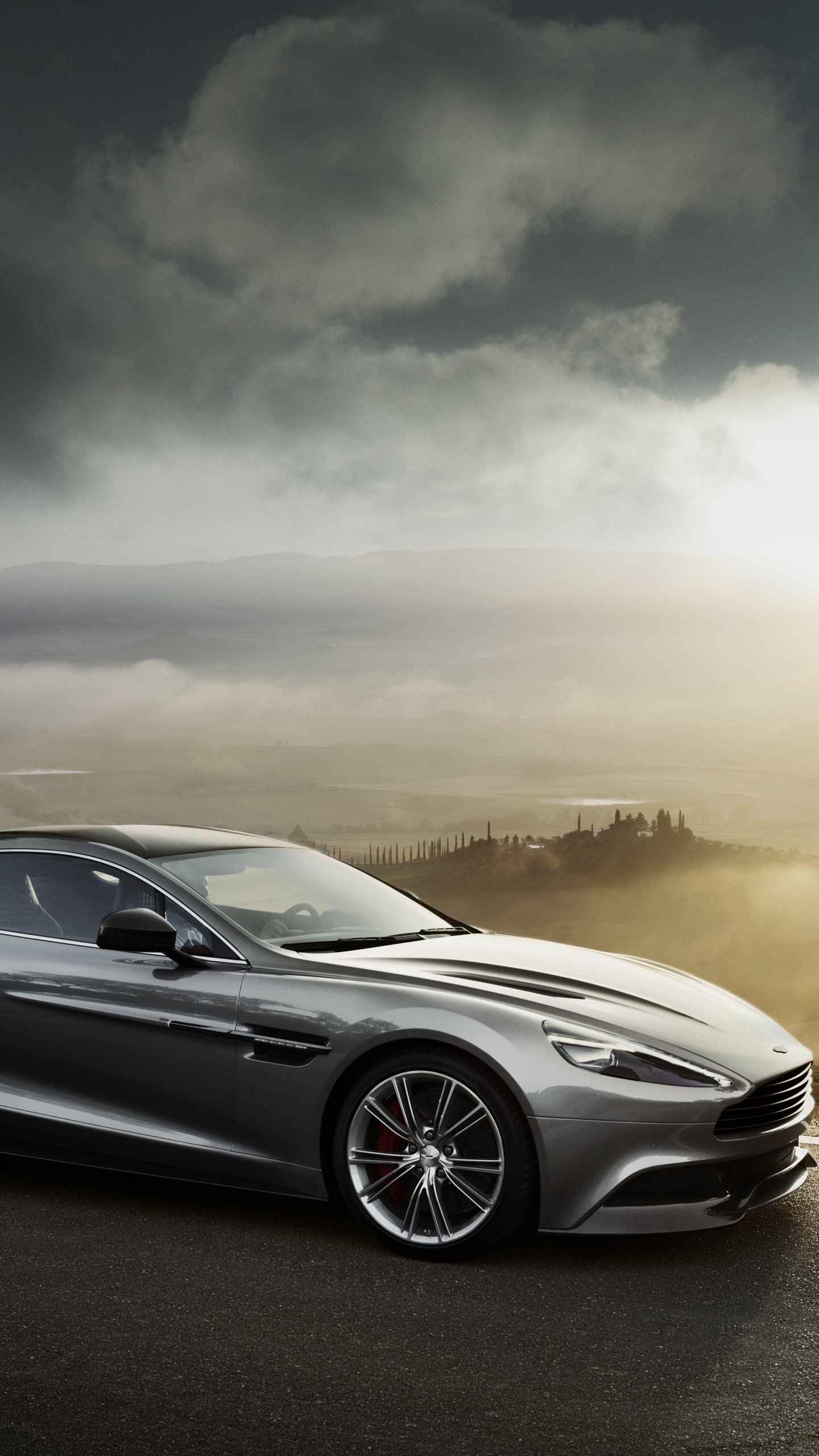 Gray Mercedes Benz Coupe on Road During Sunset. Wallpaper in 1440x2560 Resolution