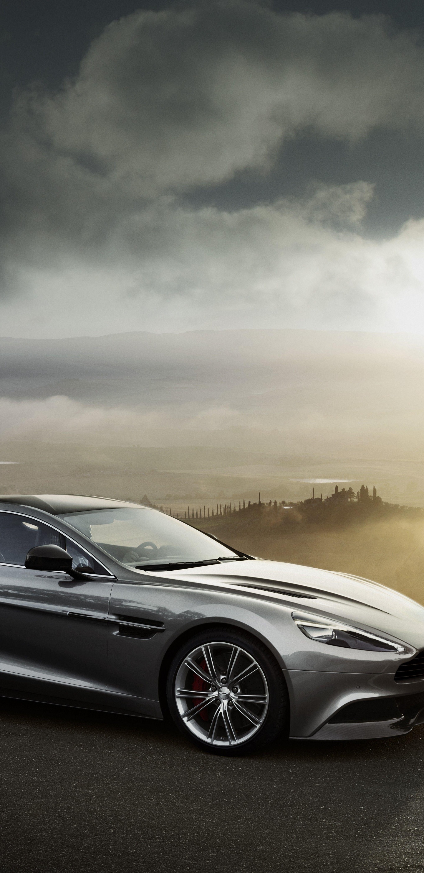 Gray Mercedes Benz Coupe on Road During Sunset. Wallpaper in 1440x2960 Resolution