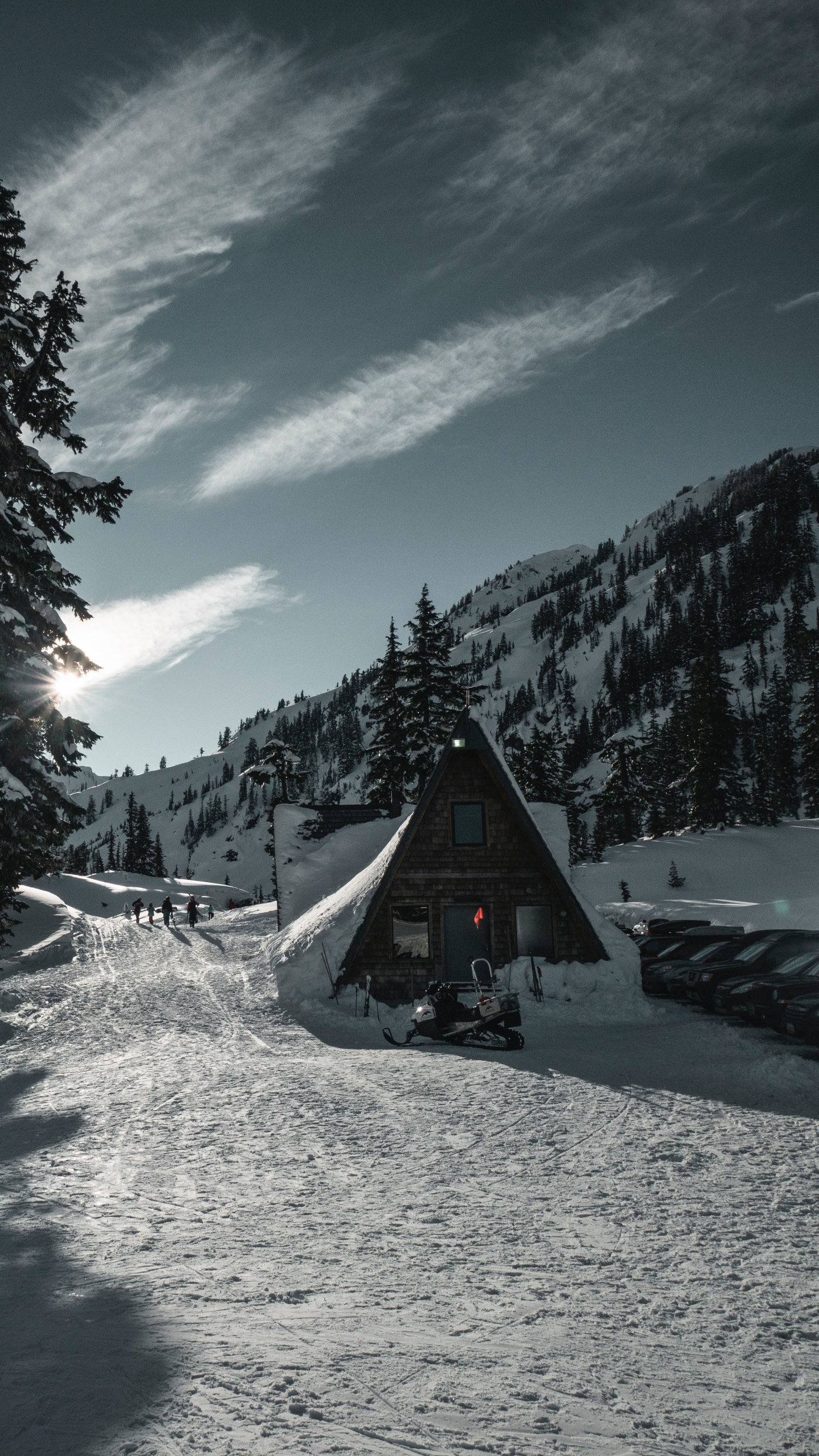 Schnee, Winter, Baum, Bergkette, Woody Pflanze. Wallpaper in 1440x2560 Resolution