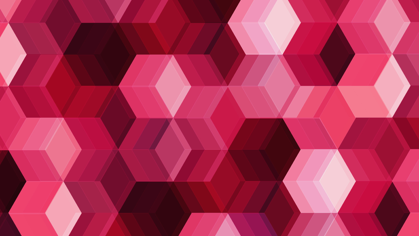 粉红色, 品红色, 对称, 立方体, 形状 壁纸 1366x768 允许