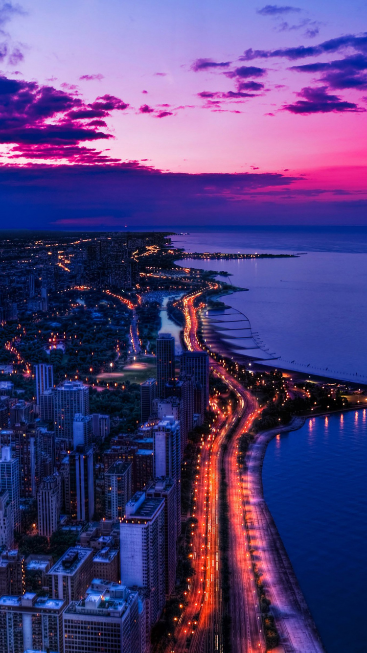 Skyline Der Stadt Bei Nacht Night. Wallpaper in 750x1334 Resolution