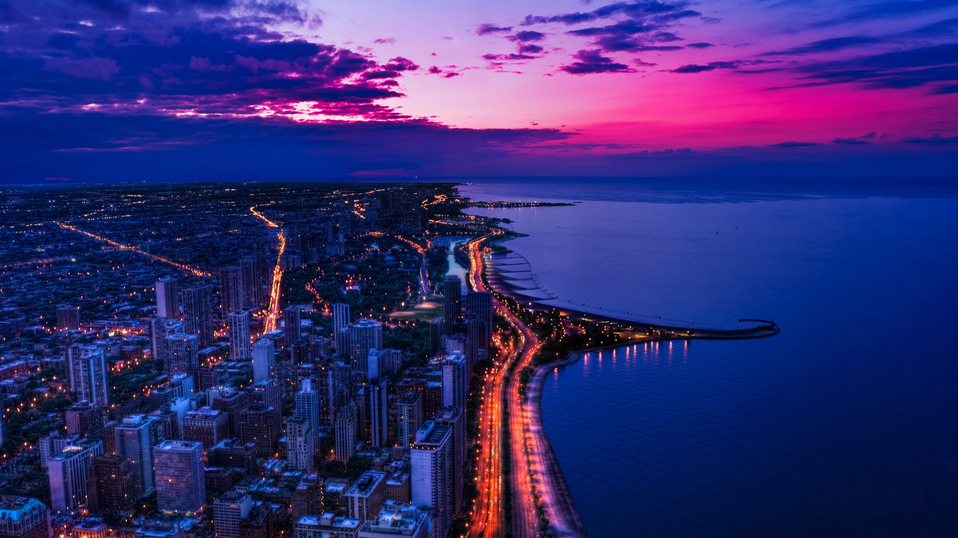 City Skyline During Night Time. Wallpaper in 1920x1080 Resolution