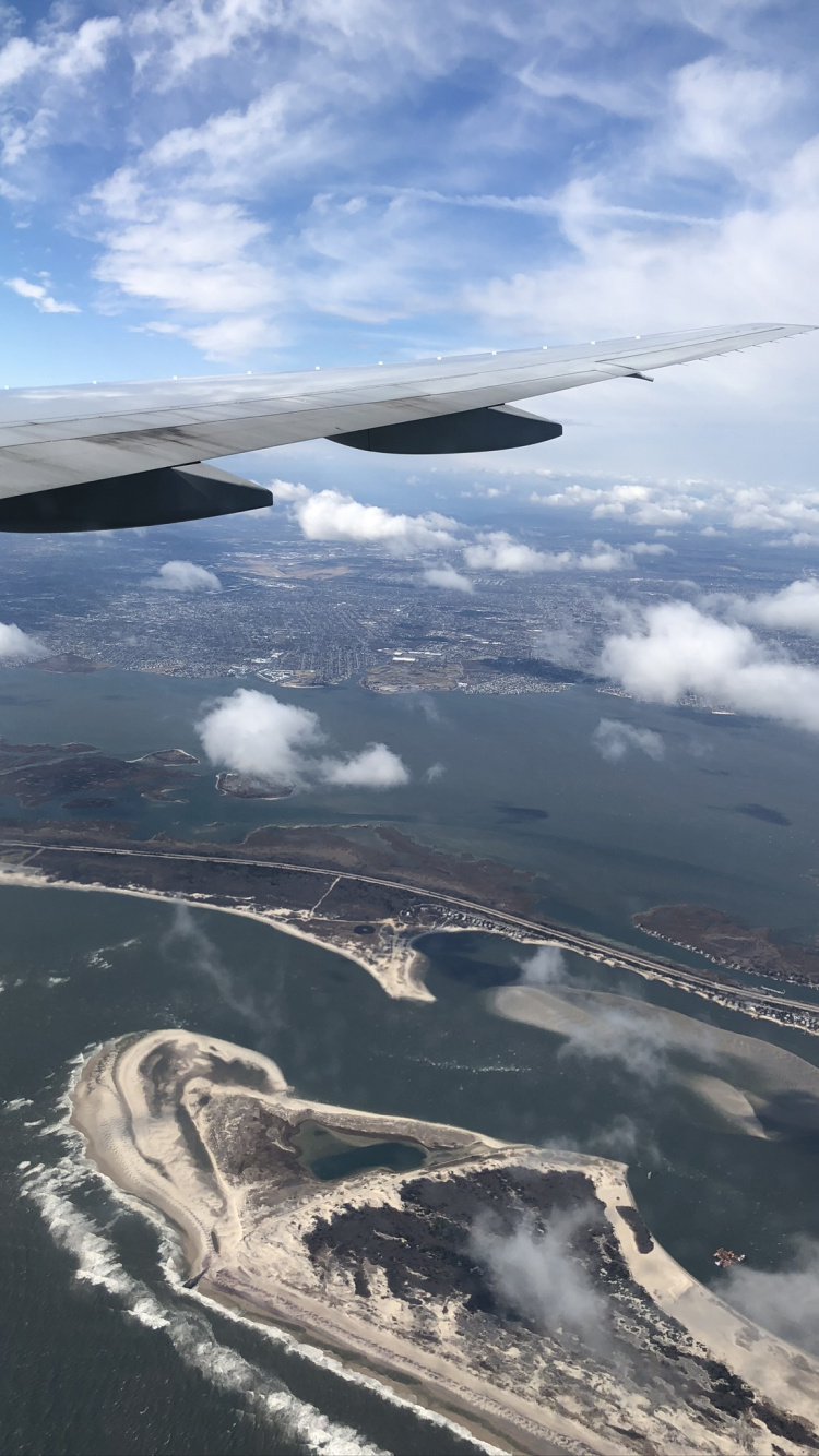 Flight, Airplane, Water Resources, Water, Cloud. Wallpaper in 750x1334 Resolution