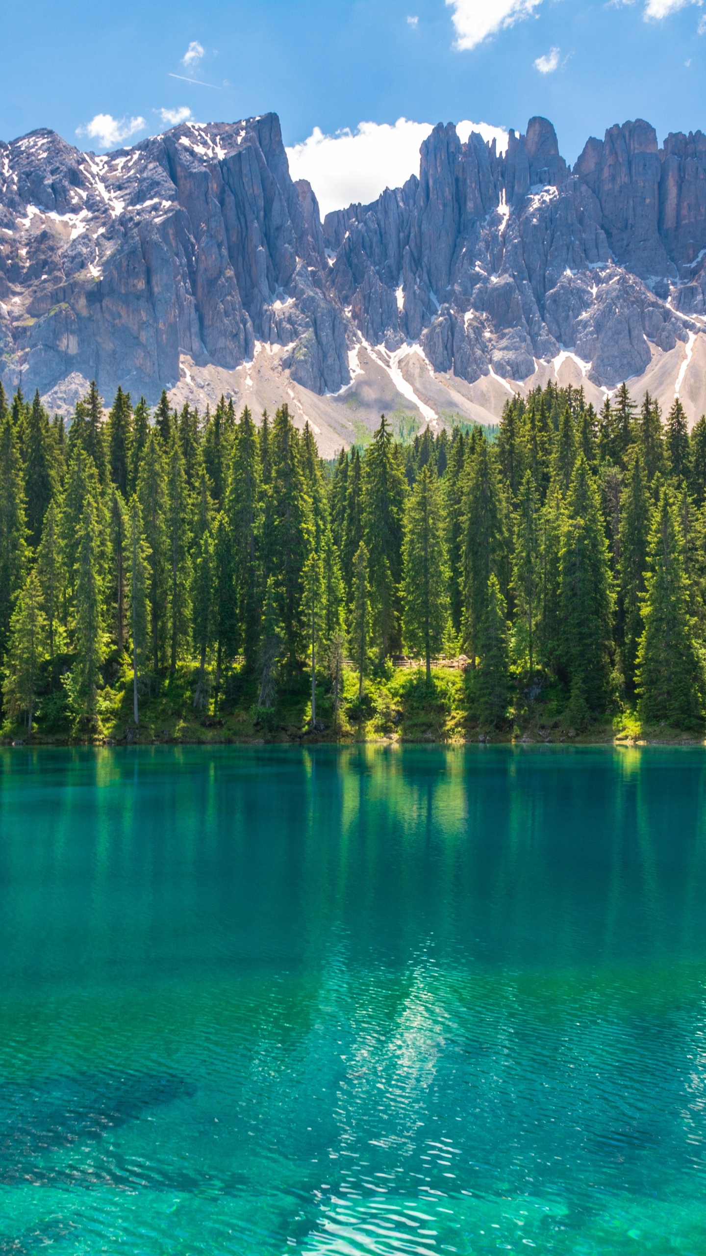 Karersee, Dolomites, Seiser Alm, Lake, Water. Wallpaper in 1440x2560 Resolution