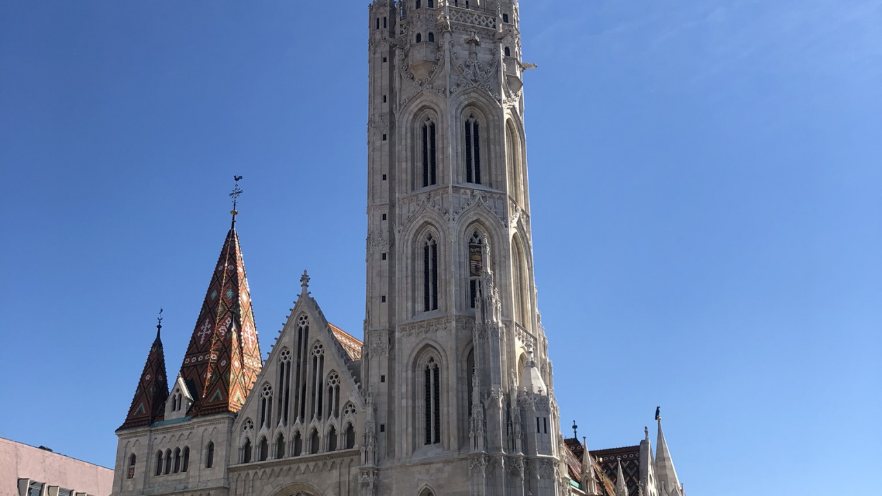 Budapest, Iglesia de Matías, Arquitectura, Spire, Fachada. Wallpaper in 1280x720 Resolution
