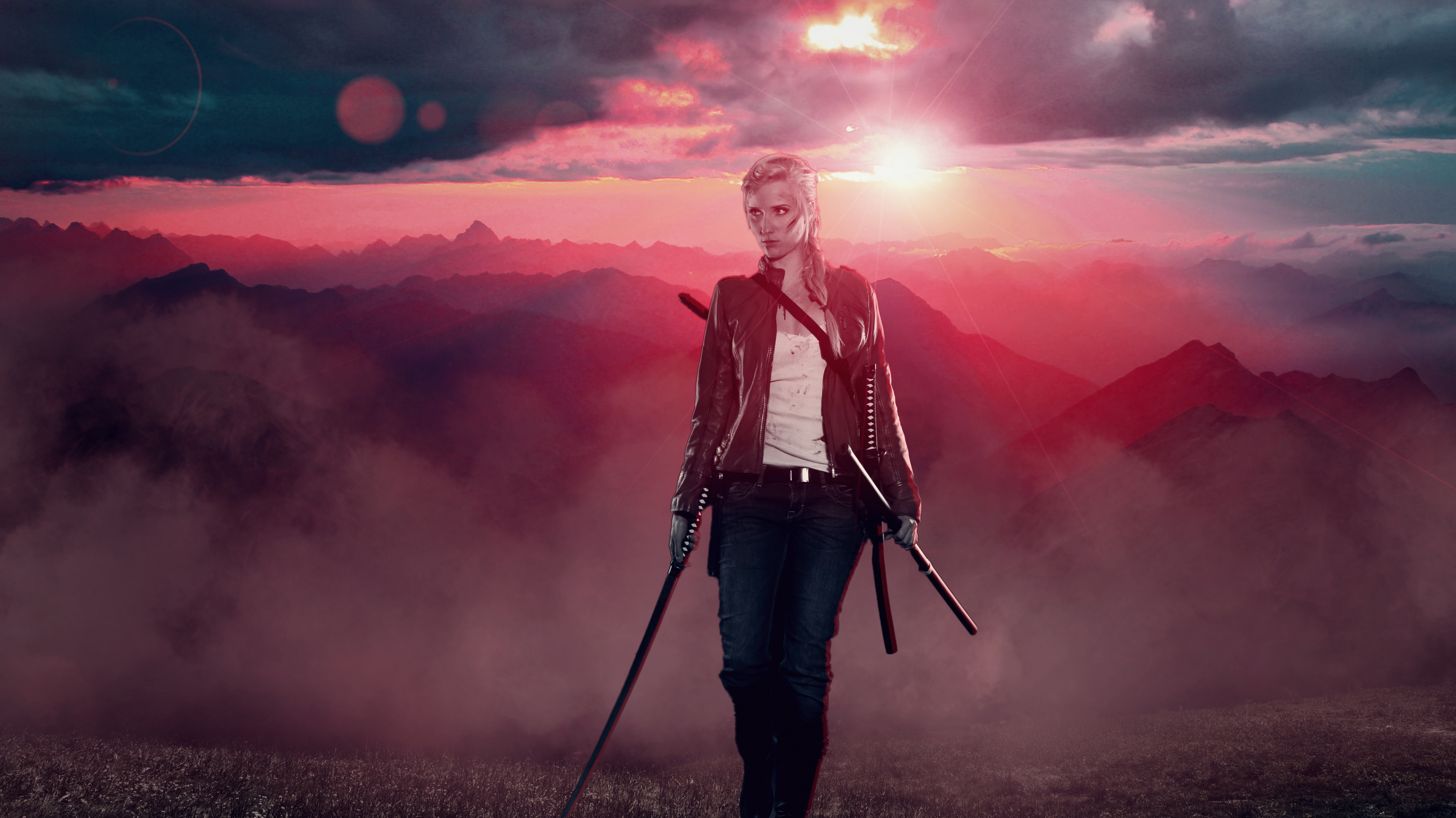 L'homme, Lever, Horizon, Composition Numérique, Ciel. Wallpaper in 3840x2160 Resolution