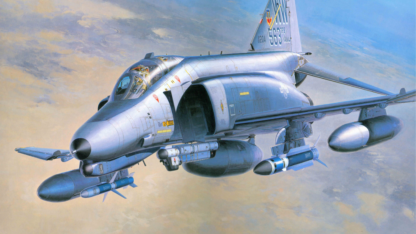 麦克道格拉斯F-4幽灵II, 长谷川公司, 喷气式飞机, 航空, 军用飞机 壁纸 1366x768 允许