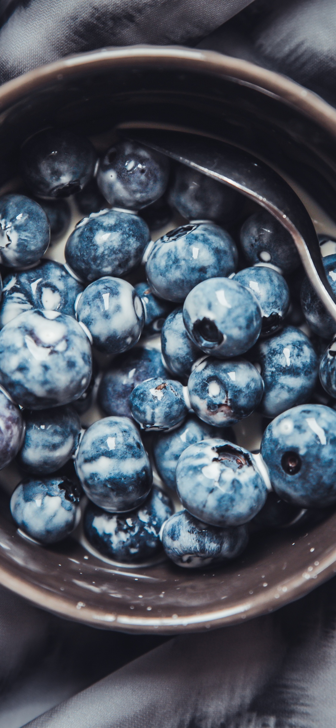 Blaue Beeren in Brauner Keramikschale. Wallpaper in 1125x2436 Resolution