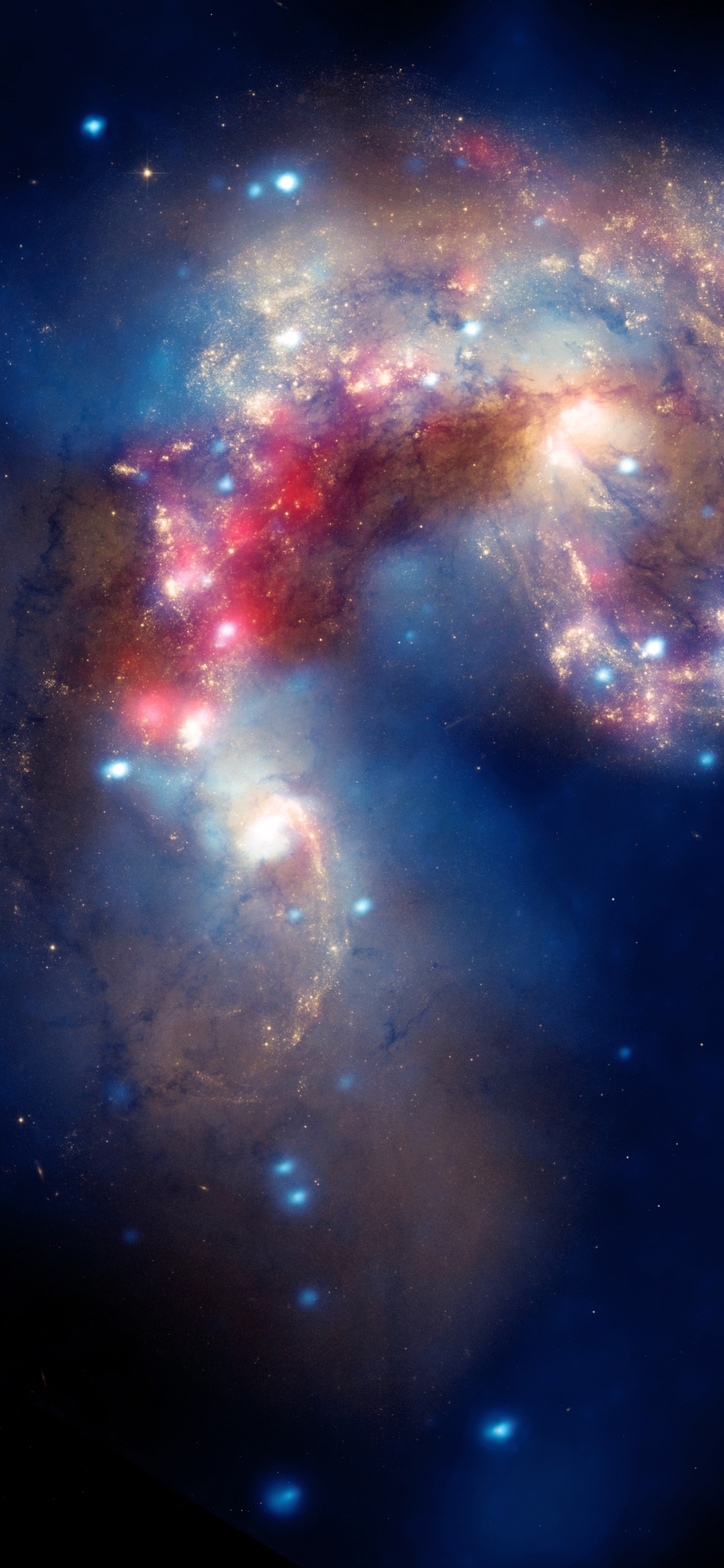 Blue and Red Galaxy Illustration. Wallpaper in 1125x2436 Resolution