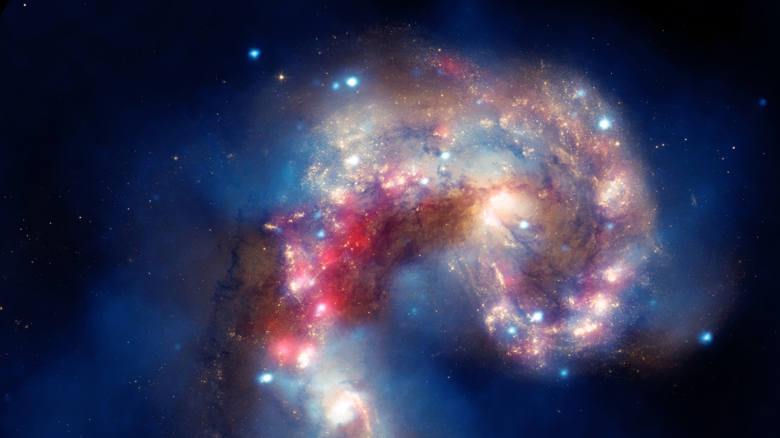 Blue and Red Galaxy Illustration. Wallpaper in 2560x1440 Resolution