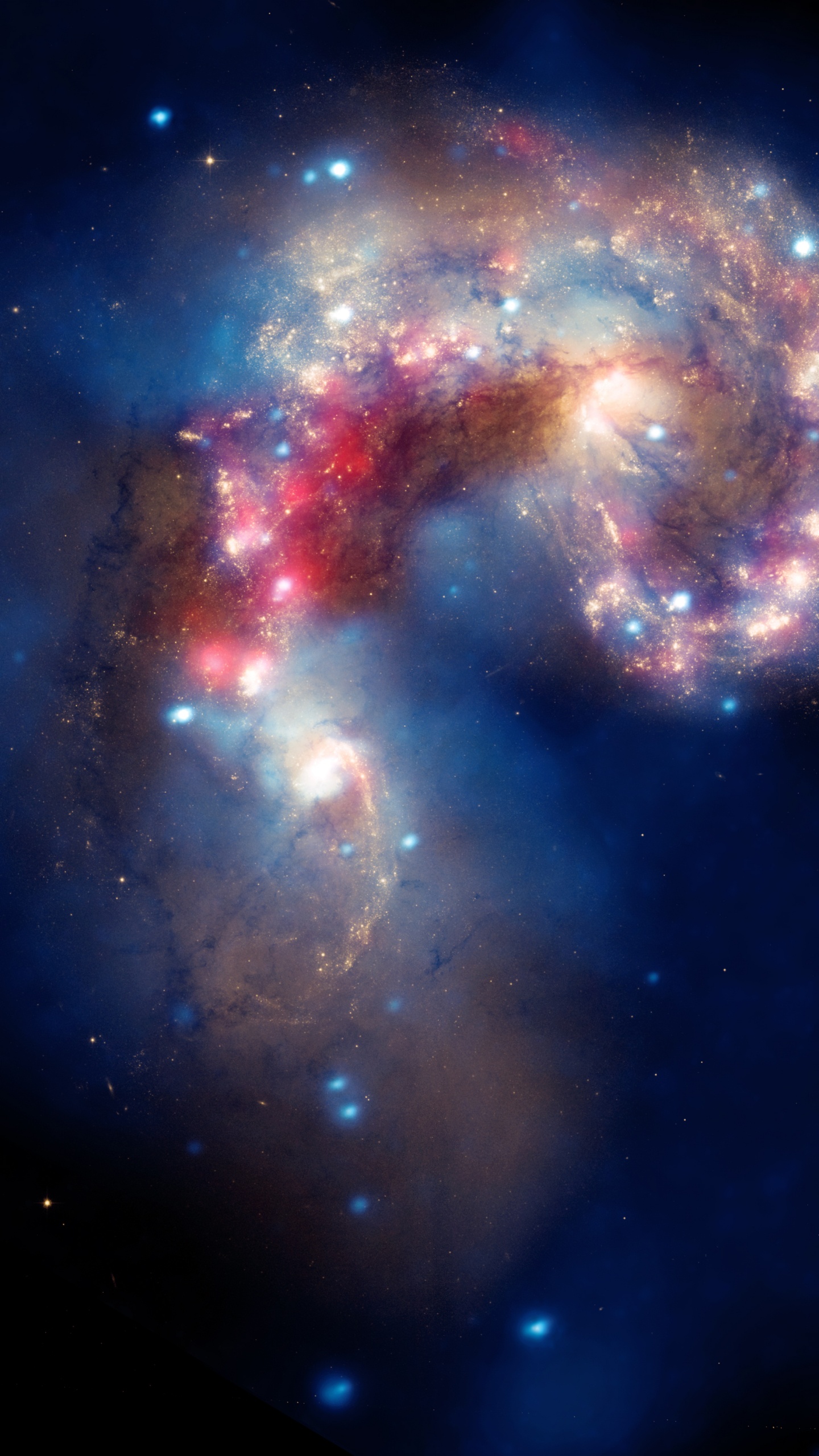 Illustration de la Galaxie Bleue et Rouge. Wallpaper in 1440x2560 Resolution
