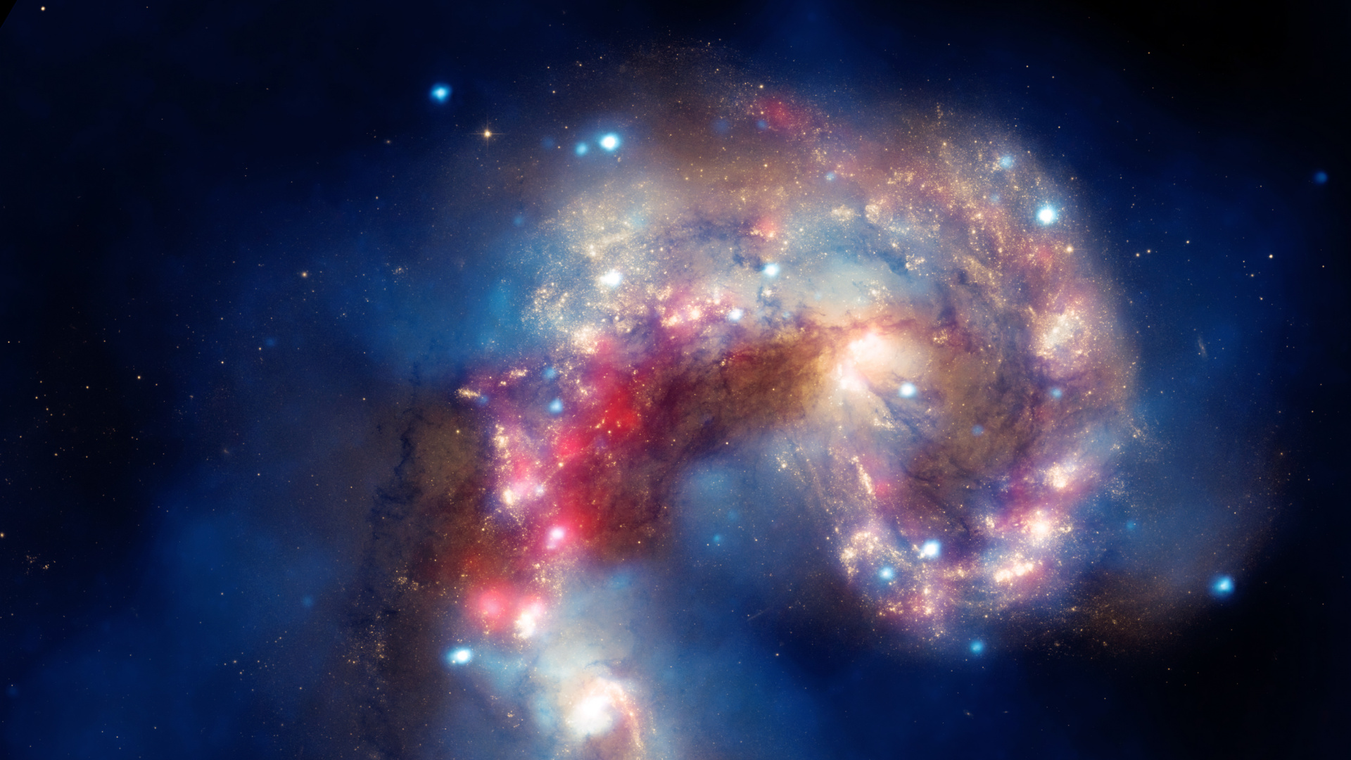 Illustration de la Galaxie Bleue et Rouge. Wallpaper in 1920x1080 Resolution