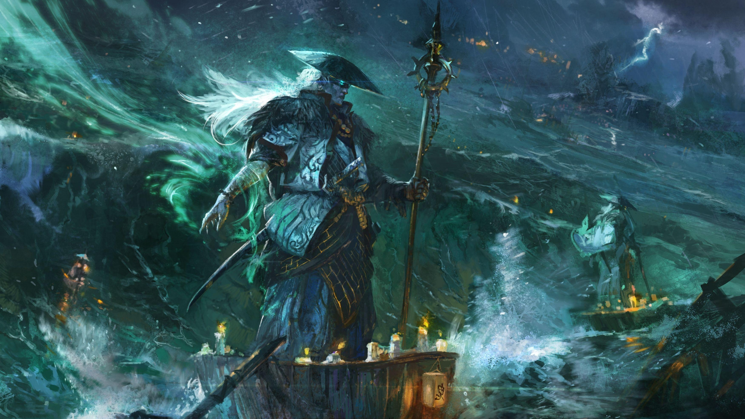 Dragon Noir et Marron Tenant Une Épée. Wallpaper in 2560x1440 Resolution