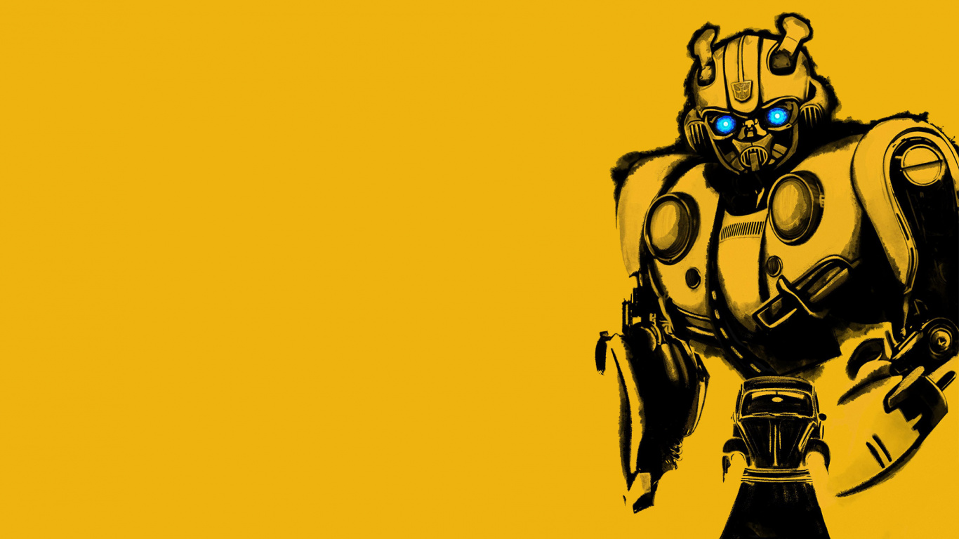 Robot, Bourdon, Affiche du Film., Jaune, Animation. Wallpaper in 1366x768 Resolution