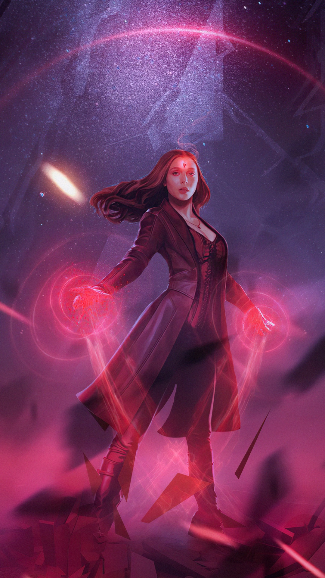 Bruja Escarlata, Elizabeth Olsen, Wanda Maximoff, Wandavision, Vision. Wallpaper in 1080x1920 Resolution