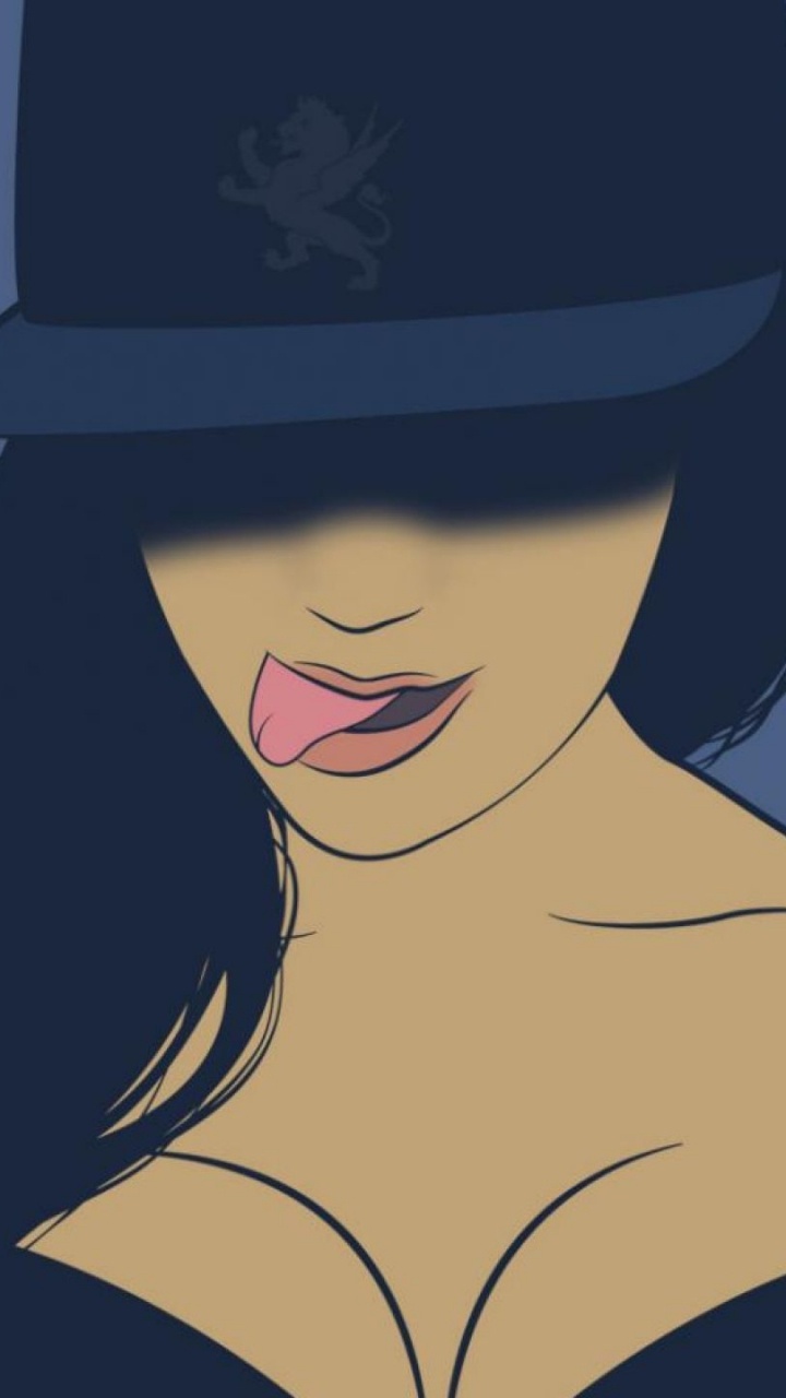 Woman in Black Hat and White and Black Floral Brassiere. Wallpaper in 720x1280 Resolution