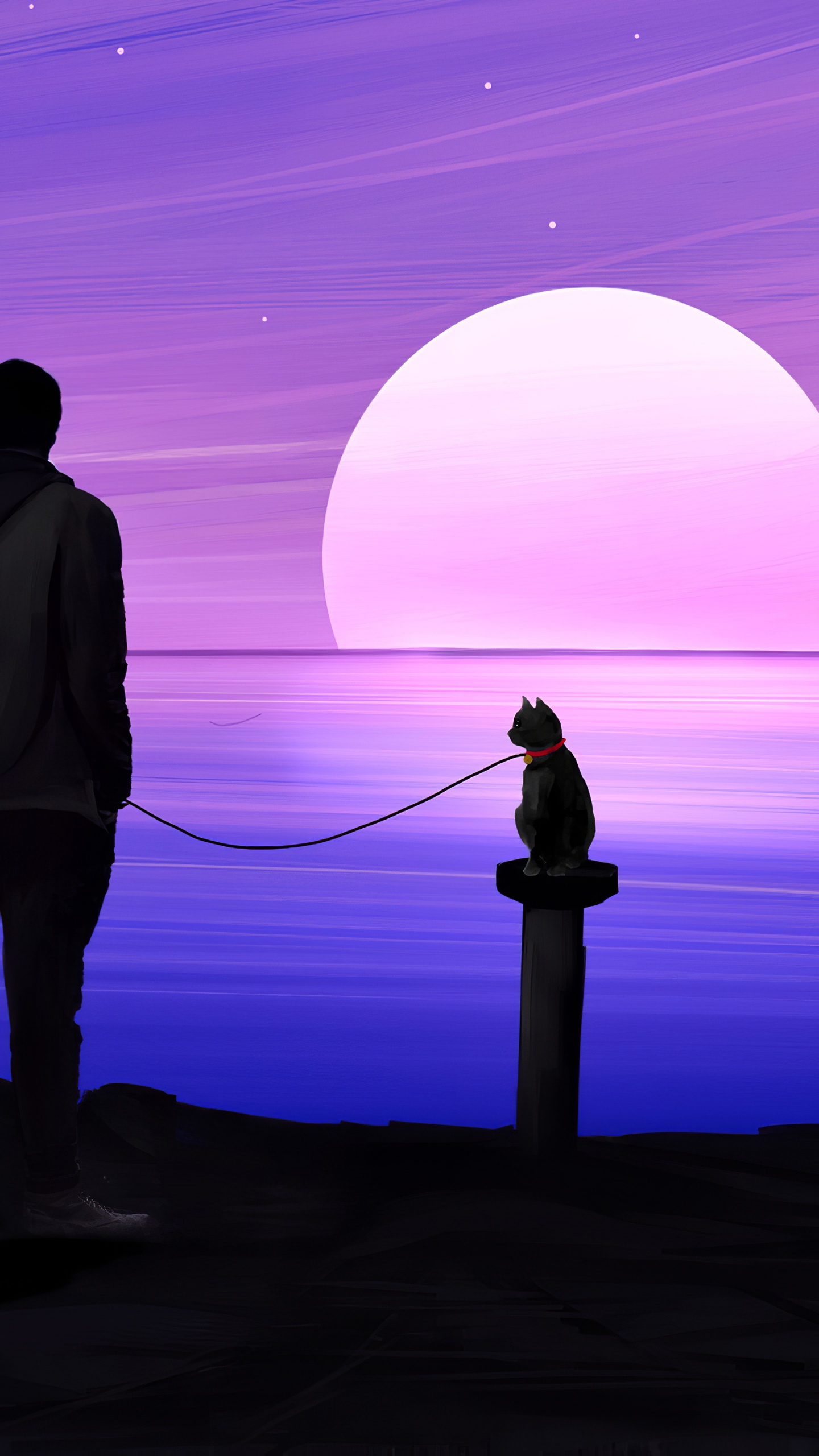 黎明, 剪影, 天空, 地平线, 紫色的 壁纸 1440x2560 允许