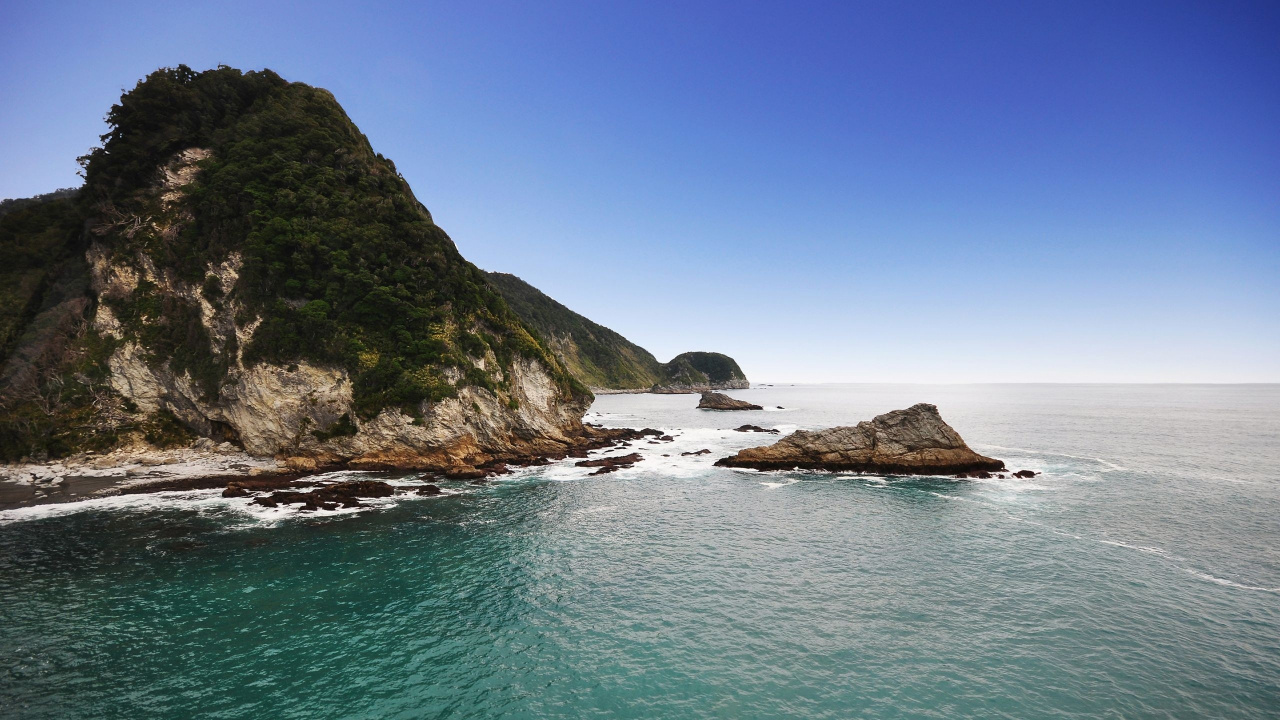 新西兰, 海洋, 海岸, 大海, 悬崖 壁纸 1280x720 允许