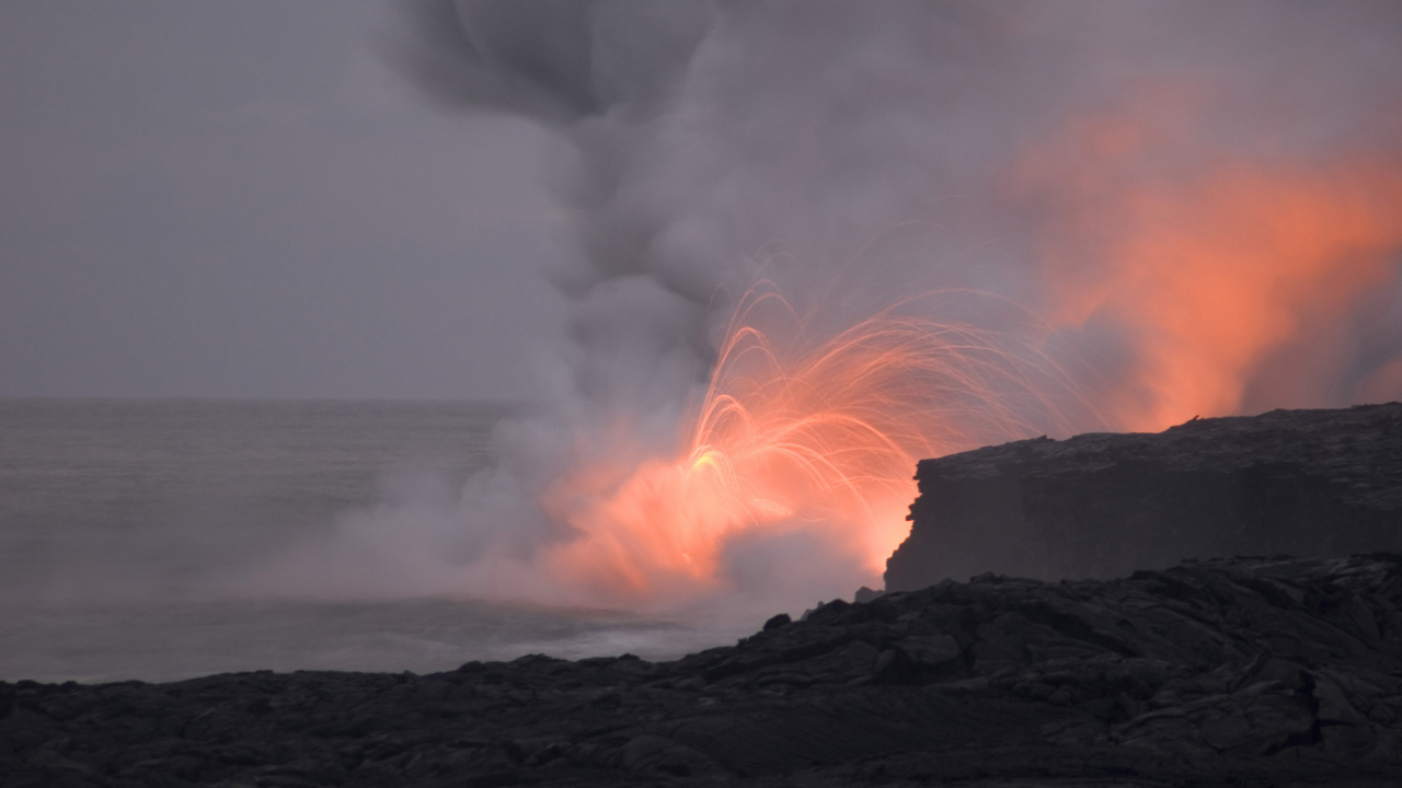 类型的火山爆发, 熔岩, 通气缝隙, 屏蔽火山, 火山口 壁纸 1280x720 允许