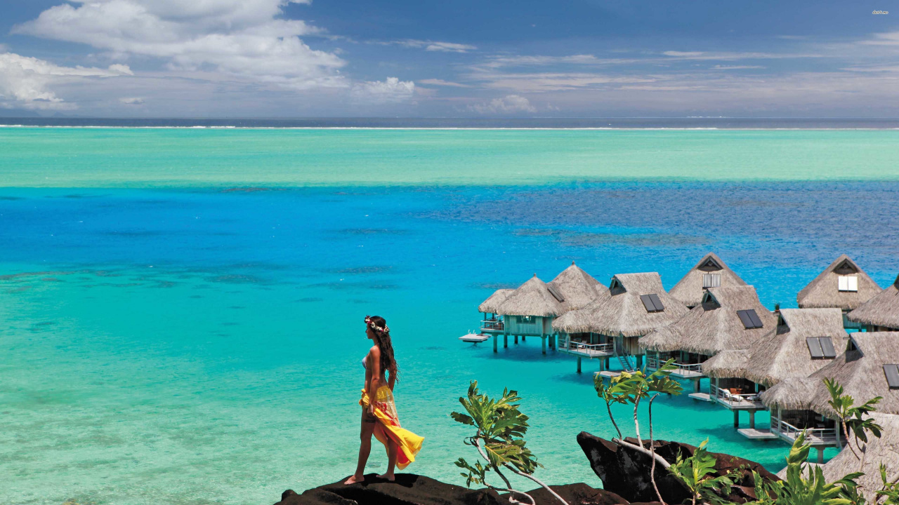 塔希提岛, Conrad Bora Bora Nui, 旅行, 度假, 度假村 壁纸 1280x720 允许