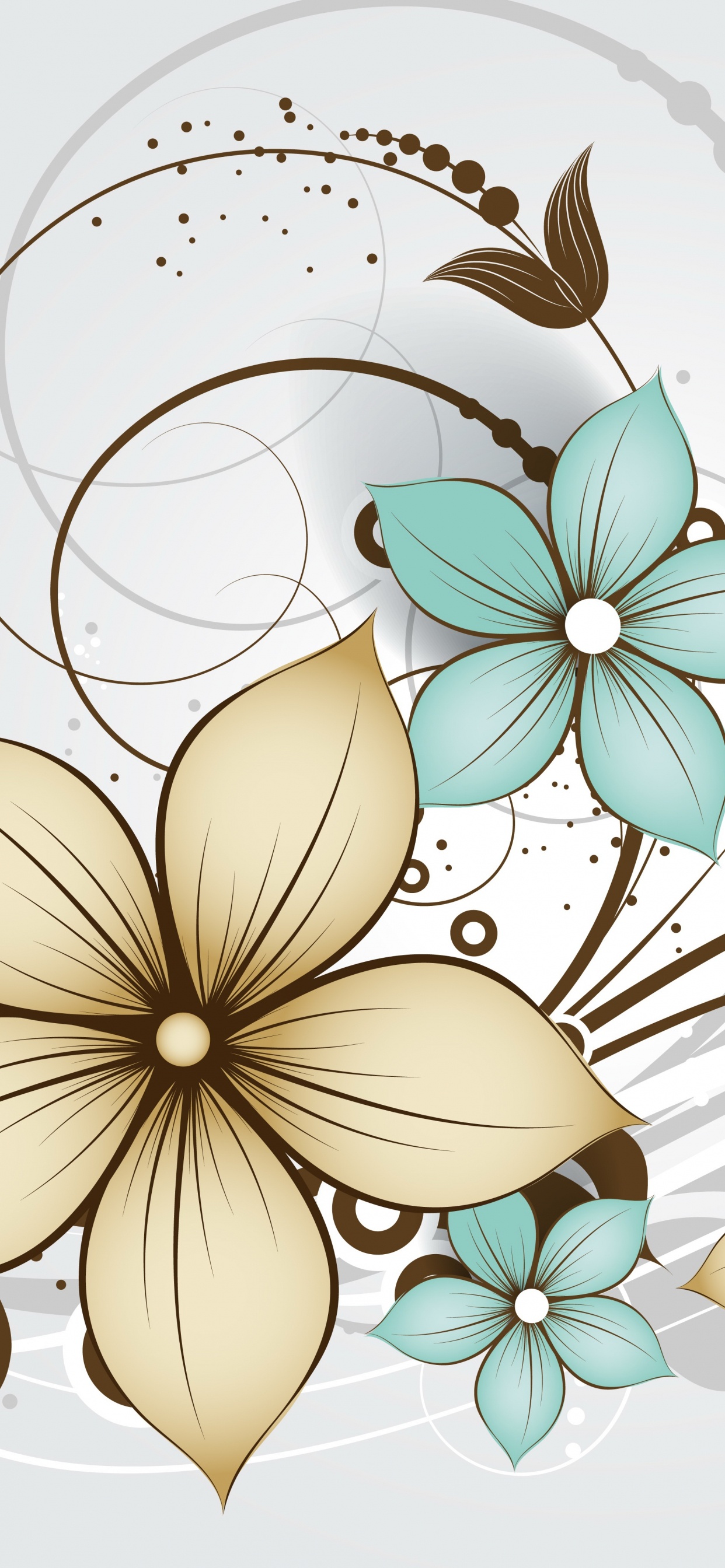 Weiße Und Blaue Blumenillustration. Wallpaper in 1242x2688 Resolution