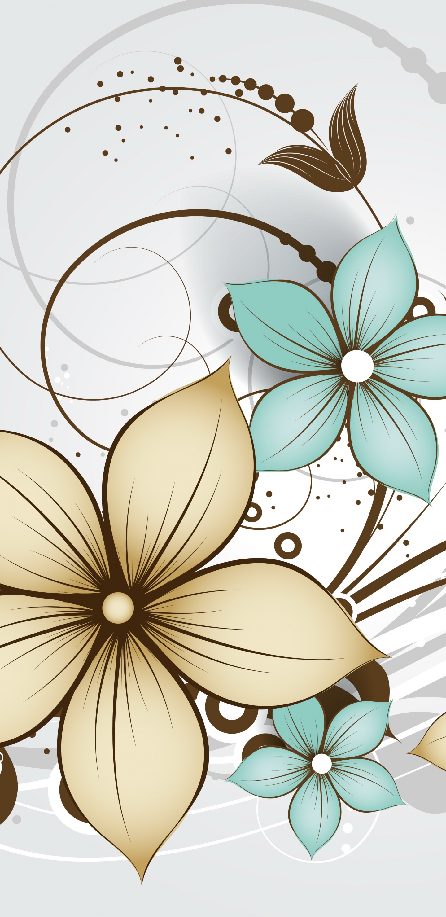 Illustration Florale Blanche et Bleue. Wallpaper in 1440x2960 Resolution