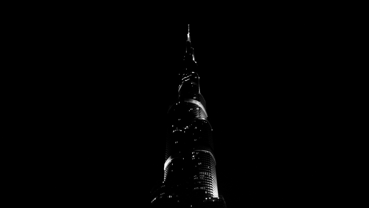 Black Tower With Lights During Night Time. Wallpaper in 1280x720 Resolution