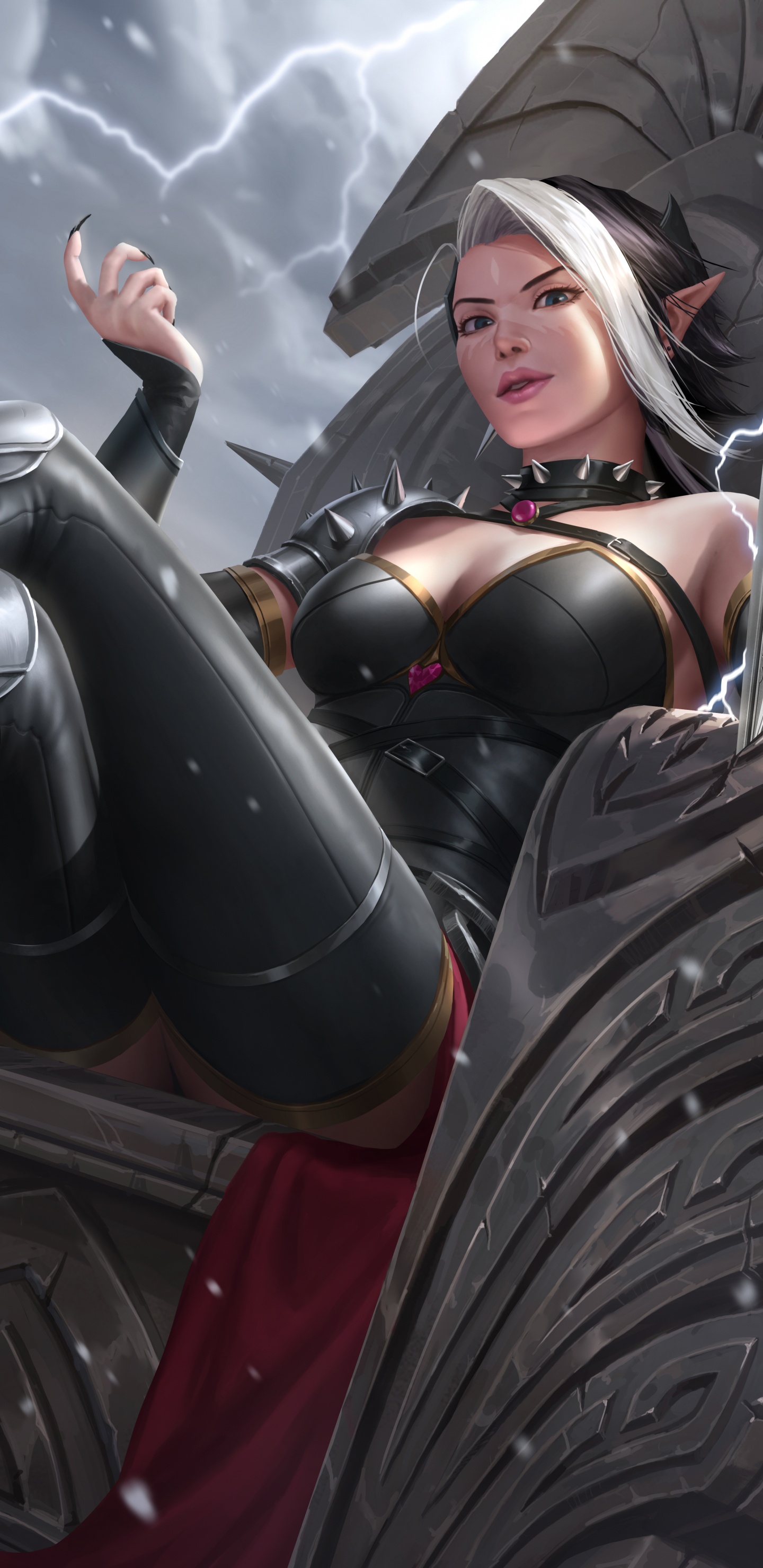 Woman in Black and Brown Dress Anime Character. Wallpaper in 1440x2960 Resolution