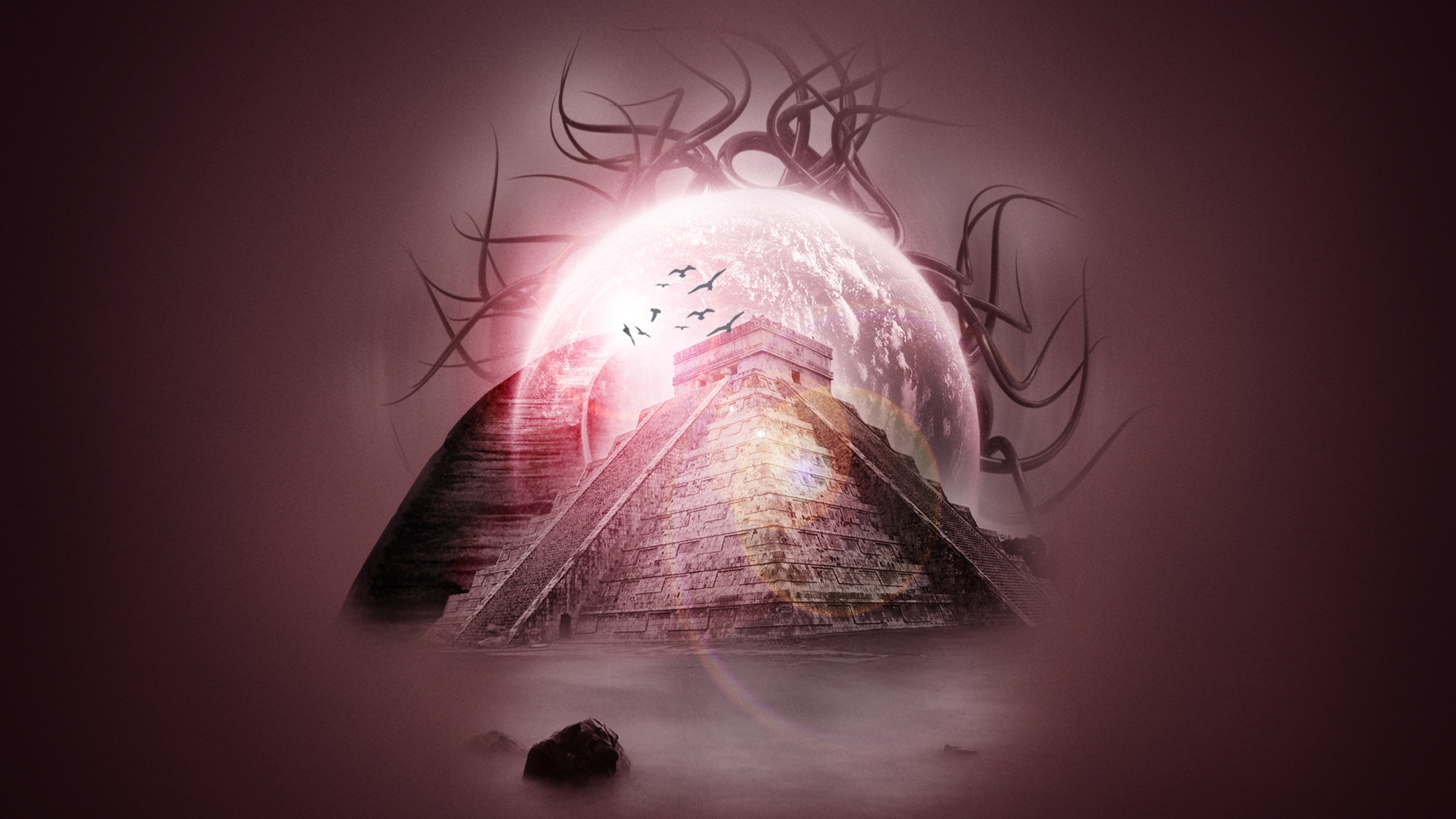 Pink and White Abstract Painting. Wallpaper in 2560x1440 Resolution