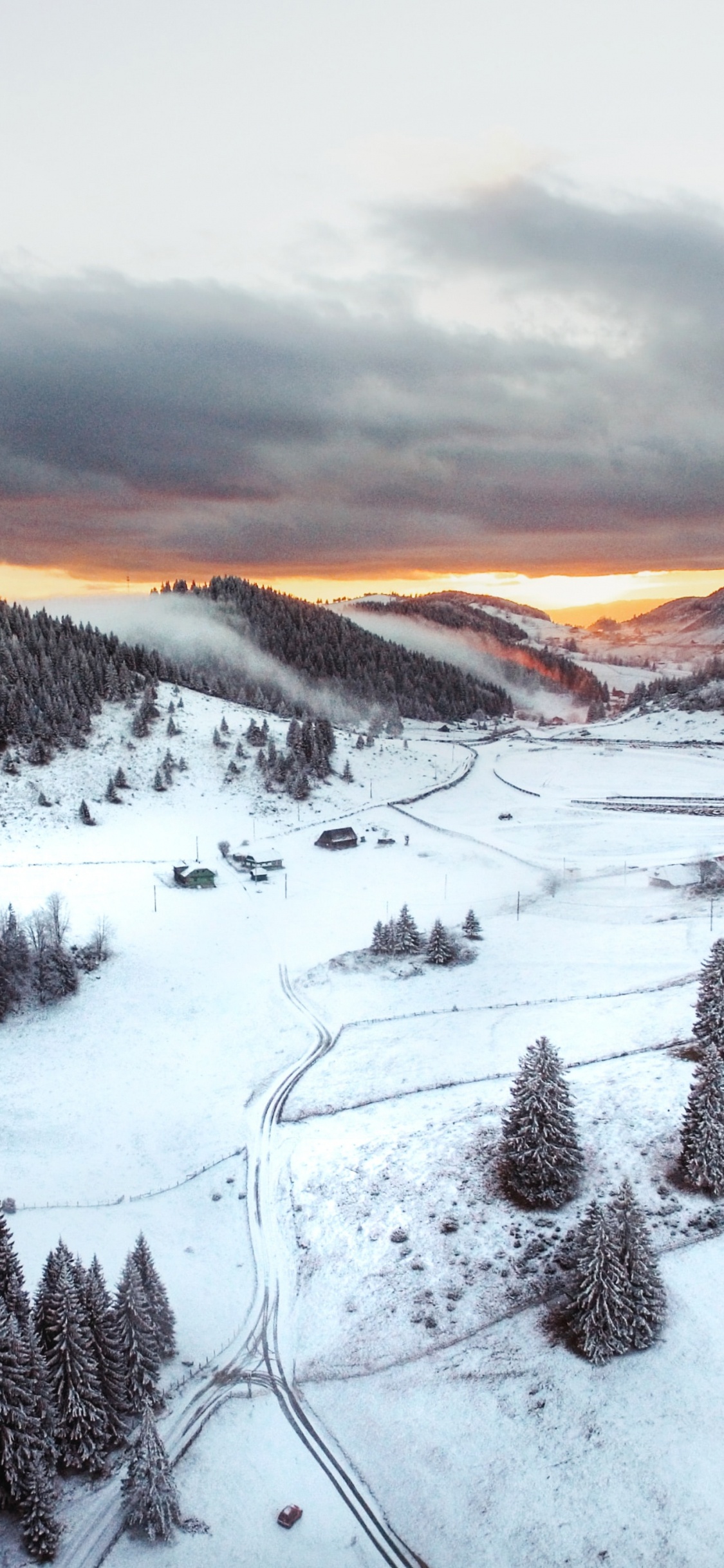 Snow, Winter, Mountain, Mountainous Landforms, Cloud. Wallpaper in 1125x2436 Resolution