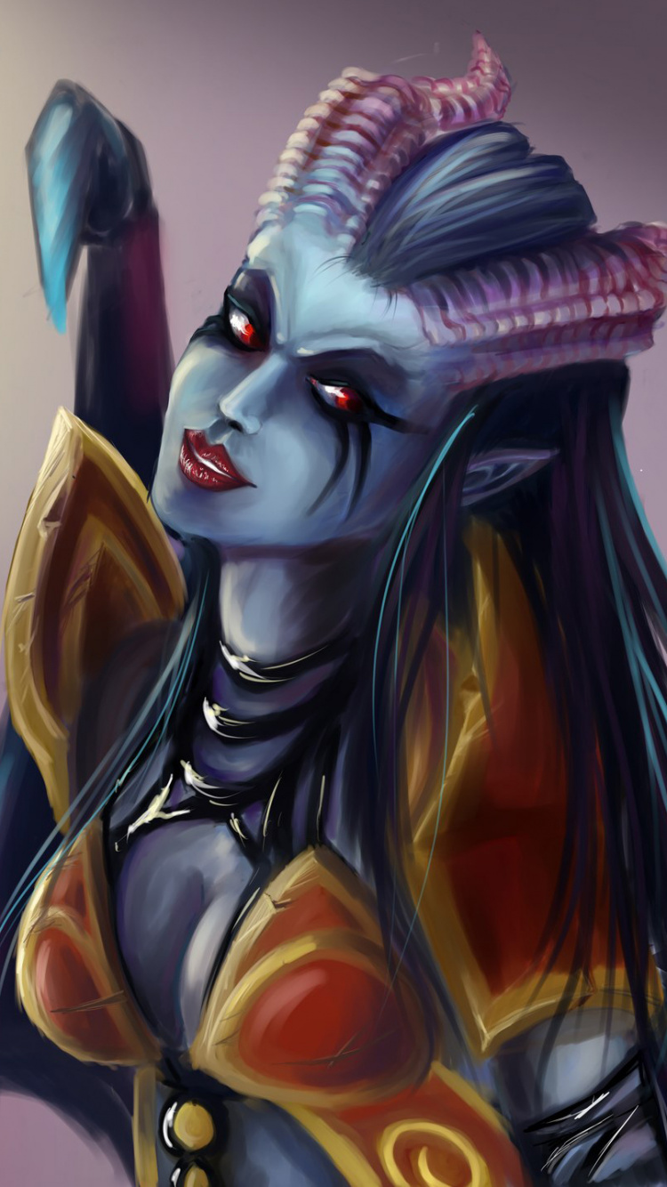 Woman With Purple Hair Wearing Gold Mask. Wallpaper in 750x1334 Resolution