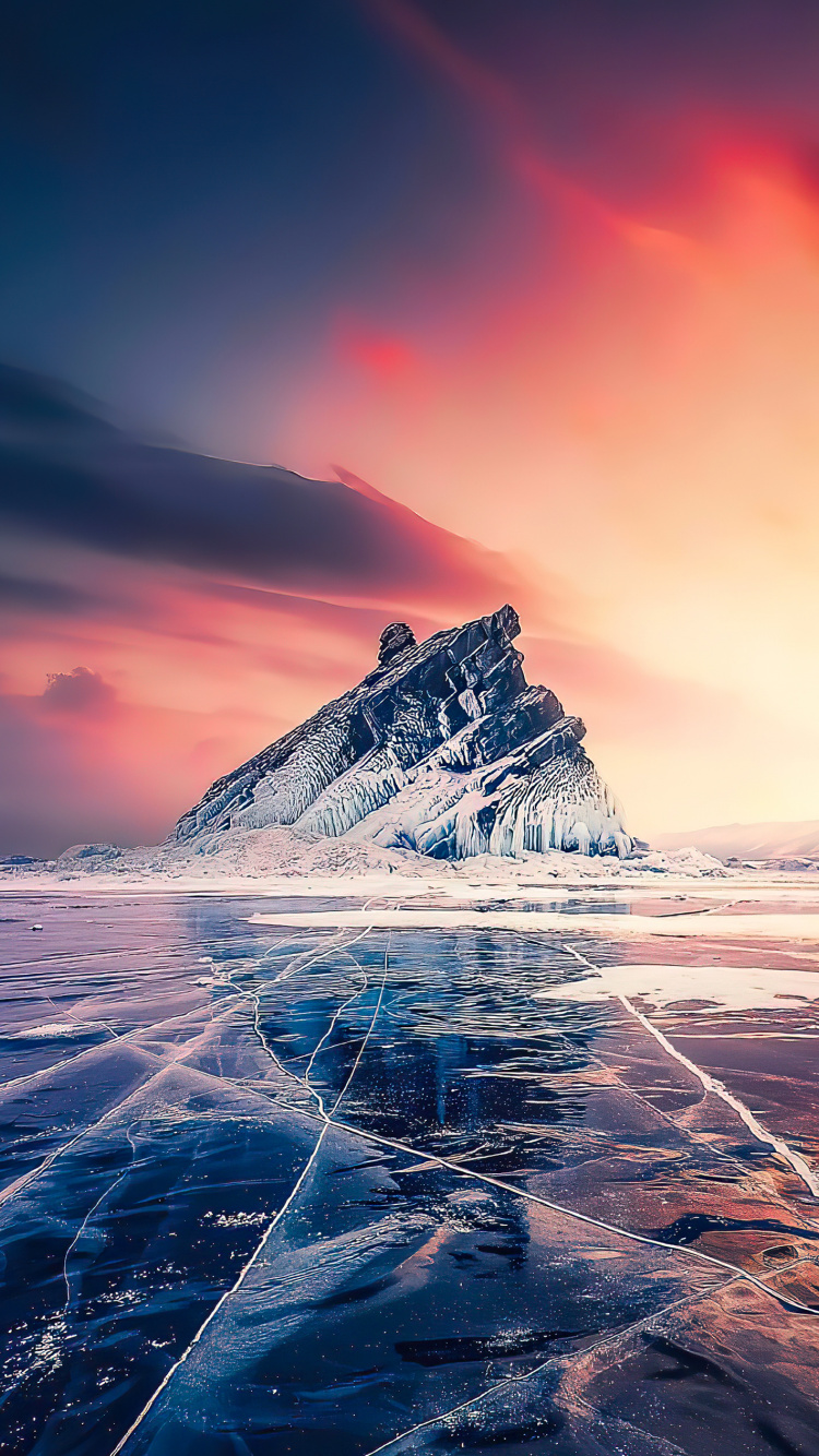 Lake Baikal, Landscape, Painting, Landscape Painting, Cloud. Wallpaper in 750x1334 Resolution