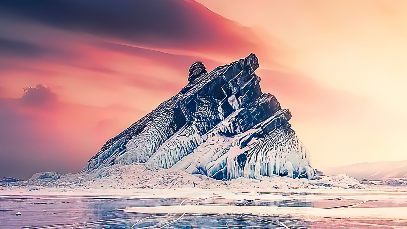 le Lac Baïkal, la Peinture de Paysage, Atmosphère, Paysage Naturel, Horizon. Wallpaper in 1366x768 Resolution