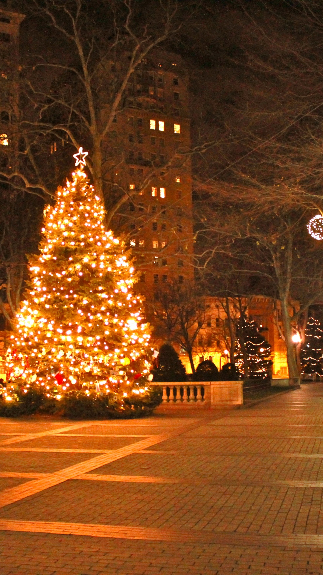 Weihnachten, Weihnachtsbaum, Baum, Nacht, Weihnachtsdekoration. Wallpaper in 1080x1920 Resolution