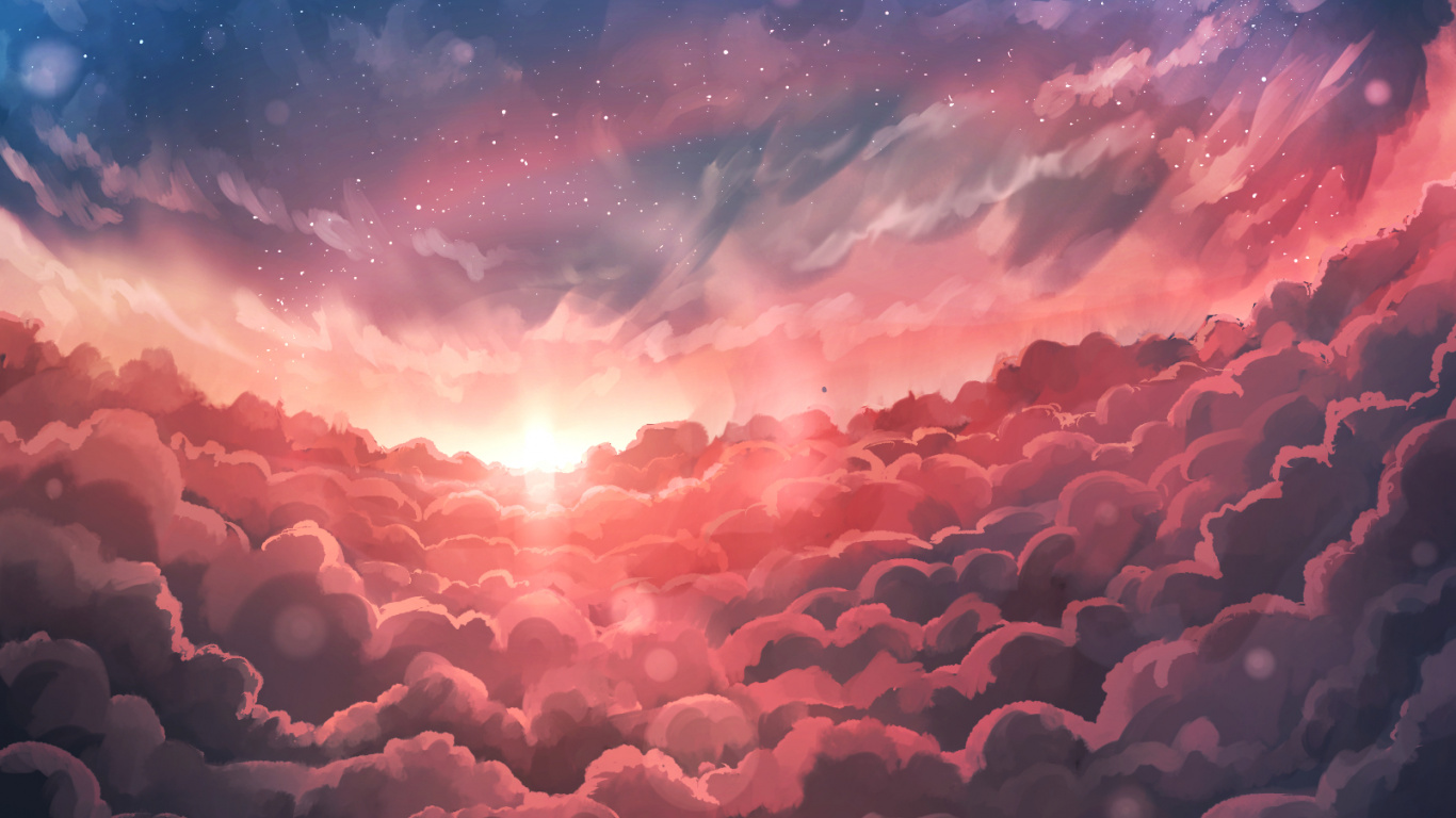 Illustration de la Galaxie Rouge et Bleue. Wallpaper in 1366x768 Resolution