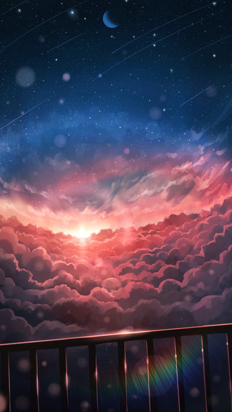 Illustration de la Galaxie Rouge et Bleue. Wallpaper in 750x1334 Resolution